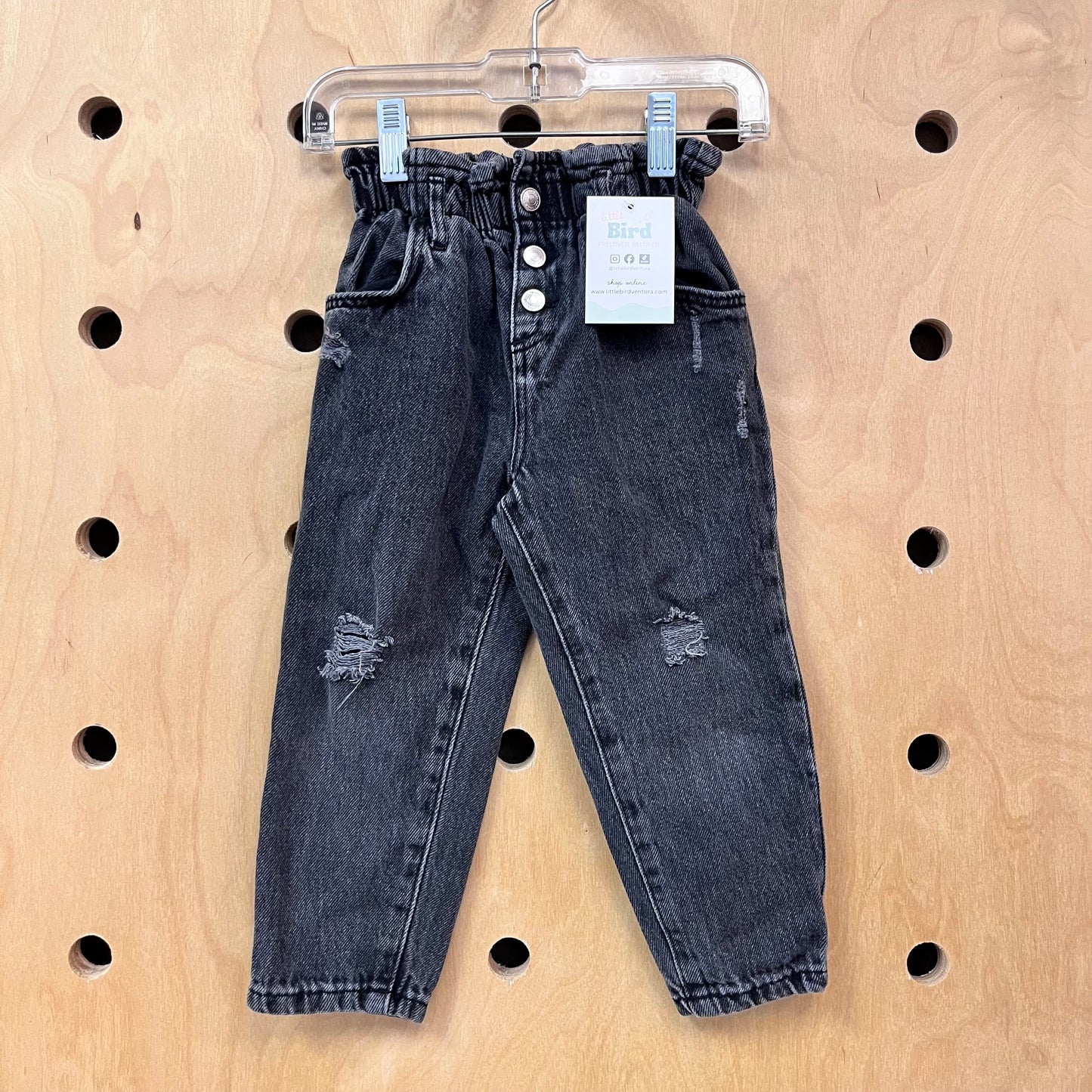 Paper Bag Black Distressed Denim