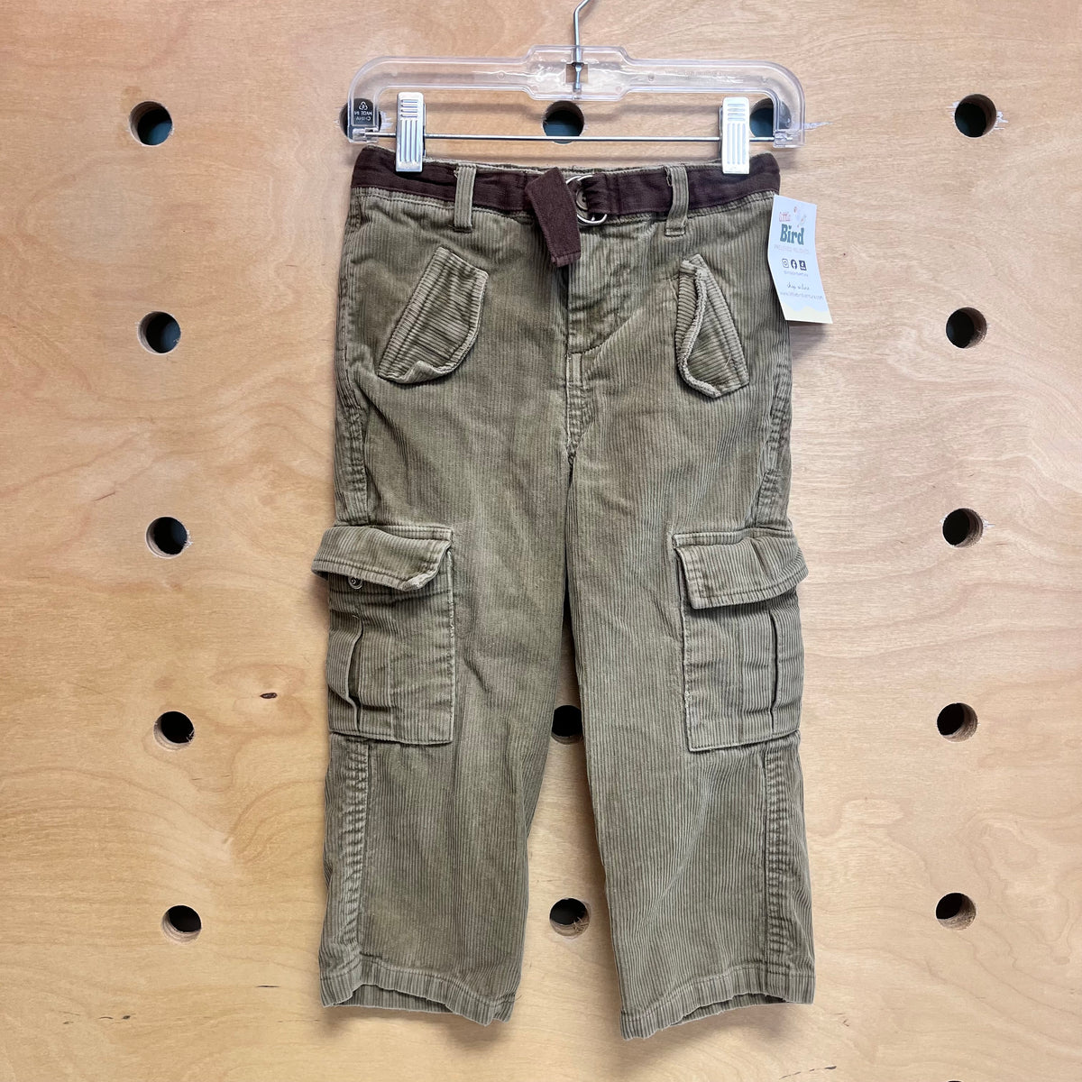Green Cord/Brown Belted Cargo Pants
