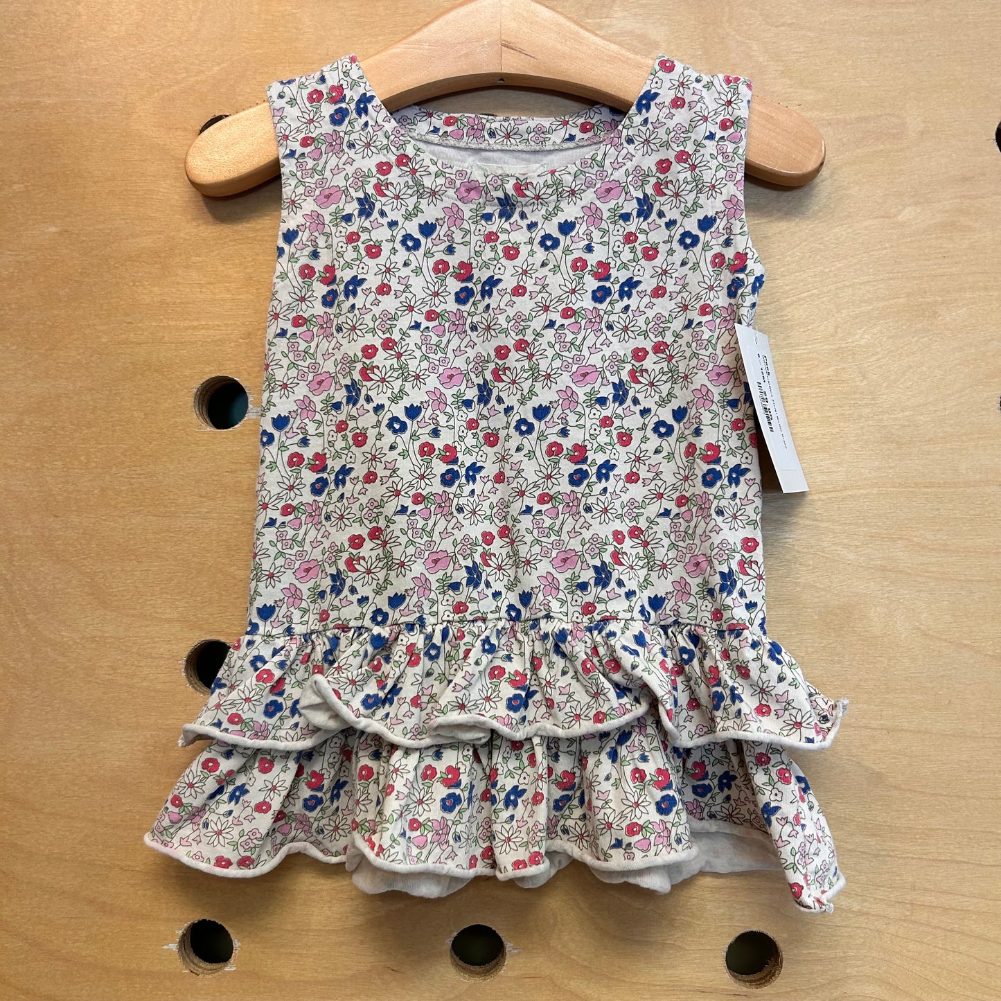 White/Pink/Blue Floral Ruffle Dress