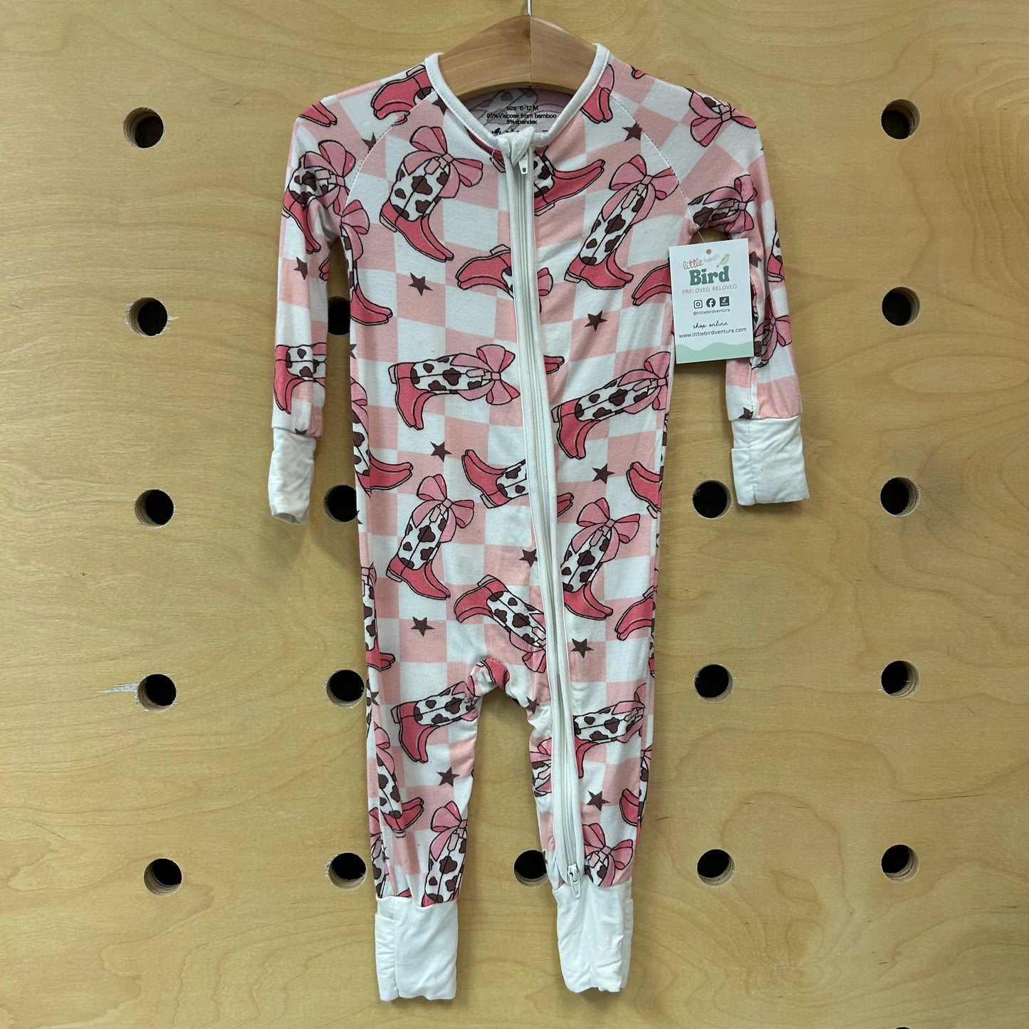 Pink Cowgirl Boots Bamboo Zippy