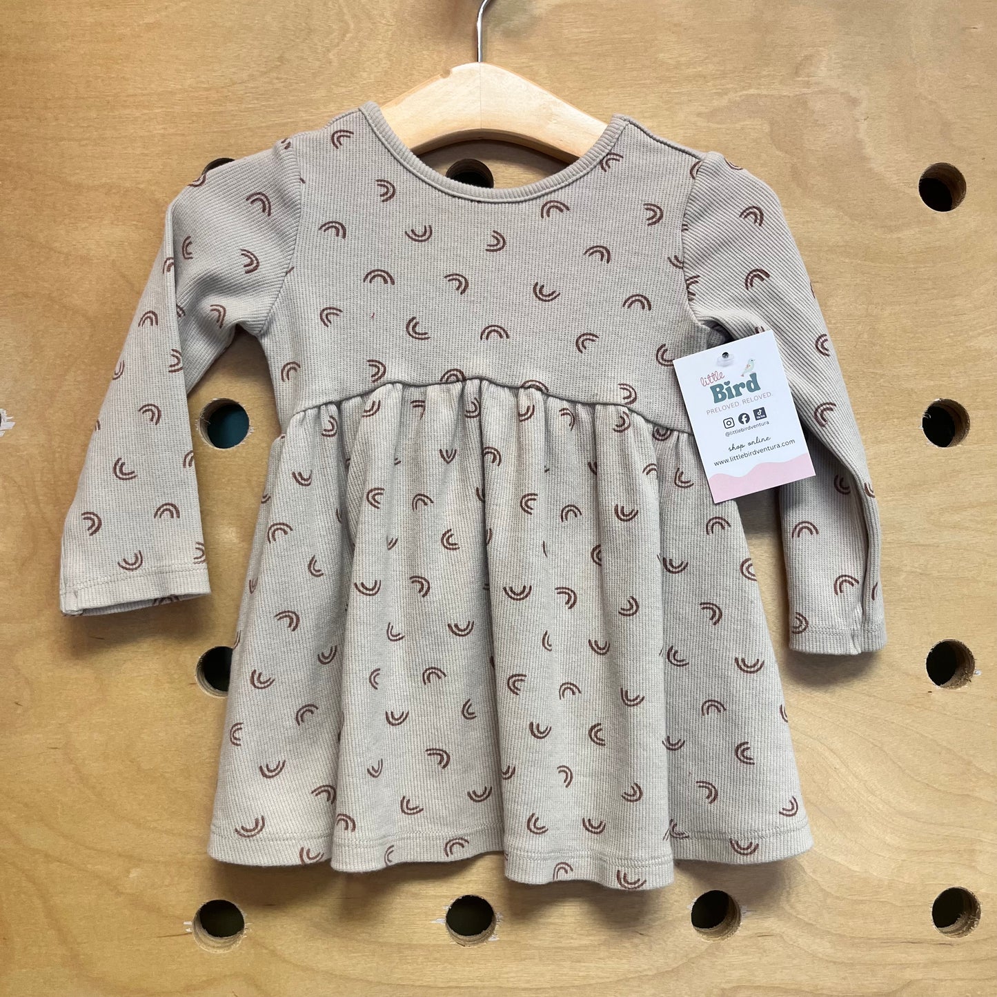 Organic Beige Rainbows Ribbed Dress