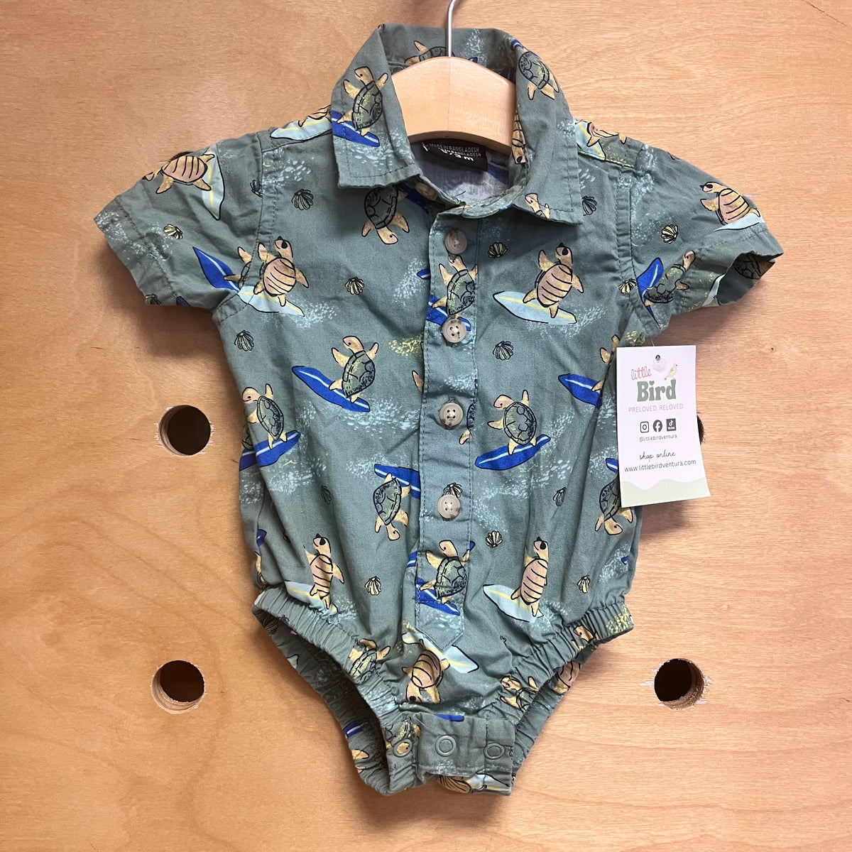 Green Surfing Turtle Romper