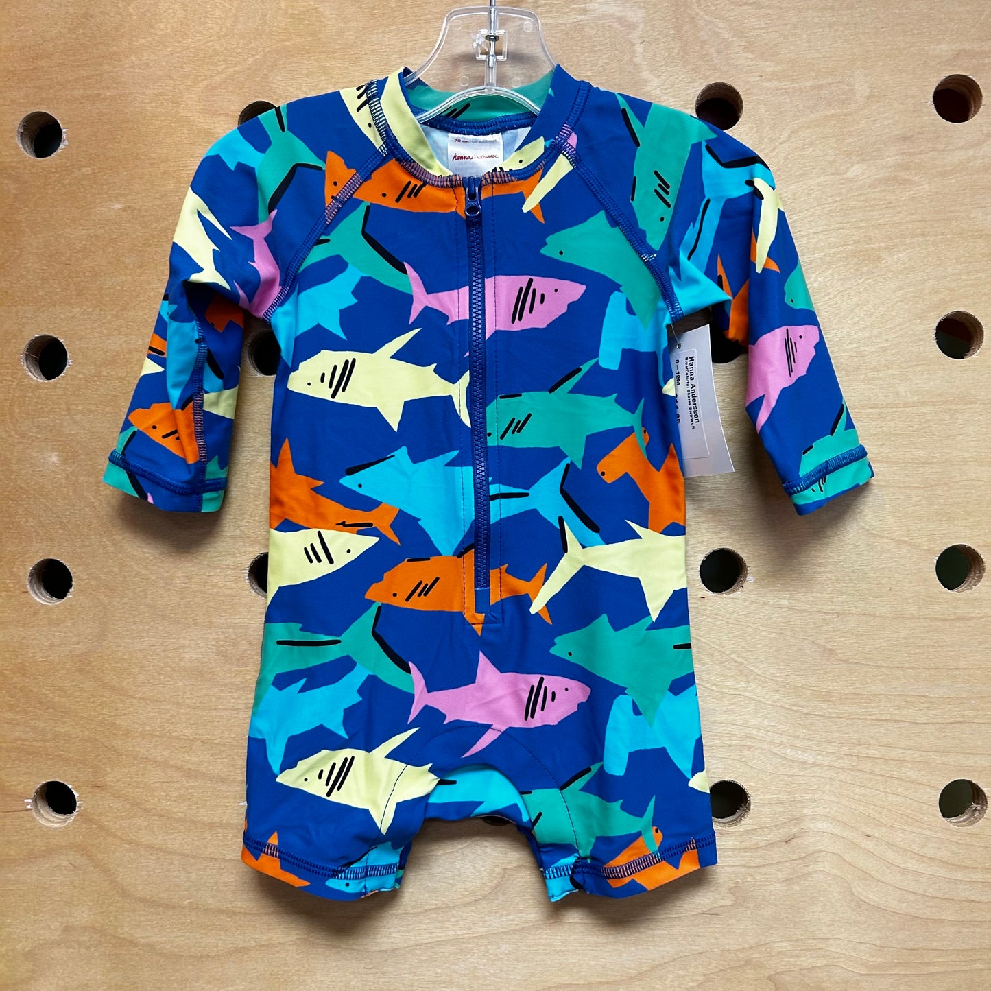 Blue/Colorful Sharks Swimsuit