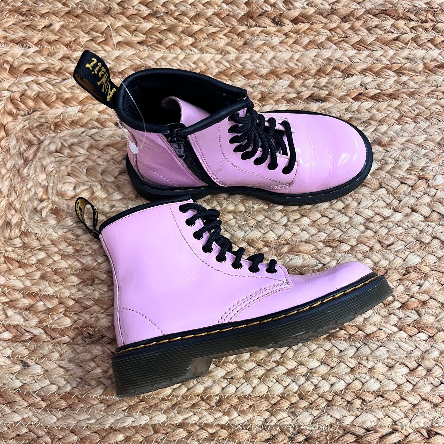 Pink Leather AirWair Combat Boots