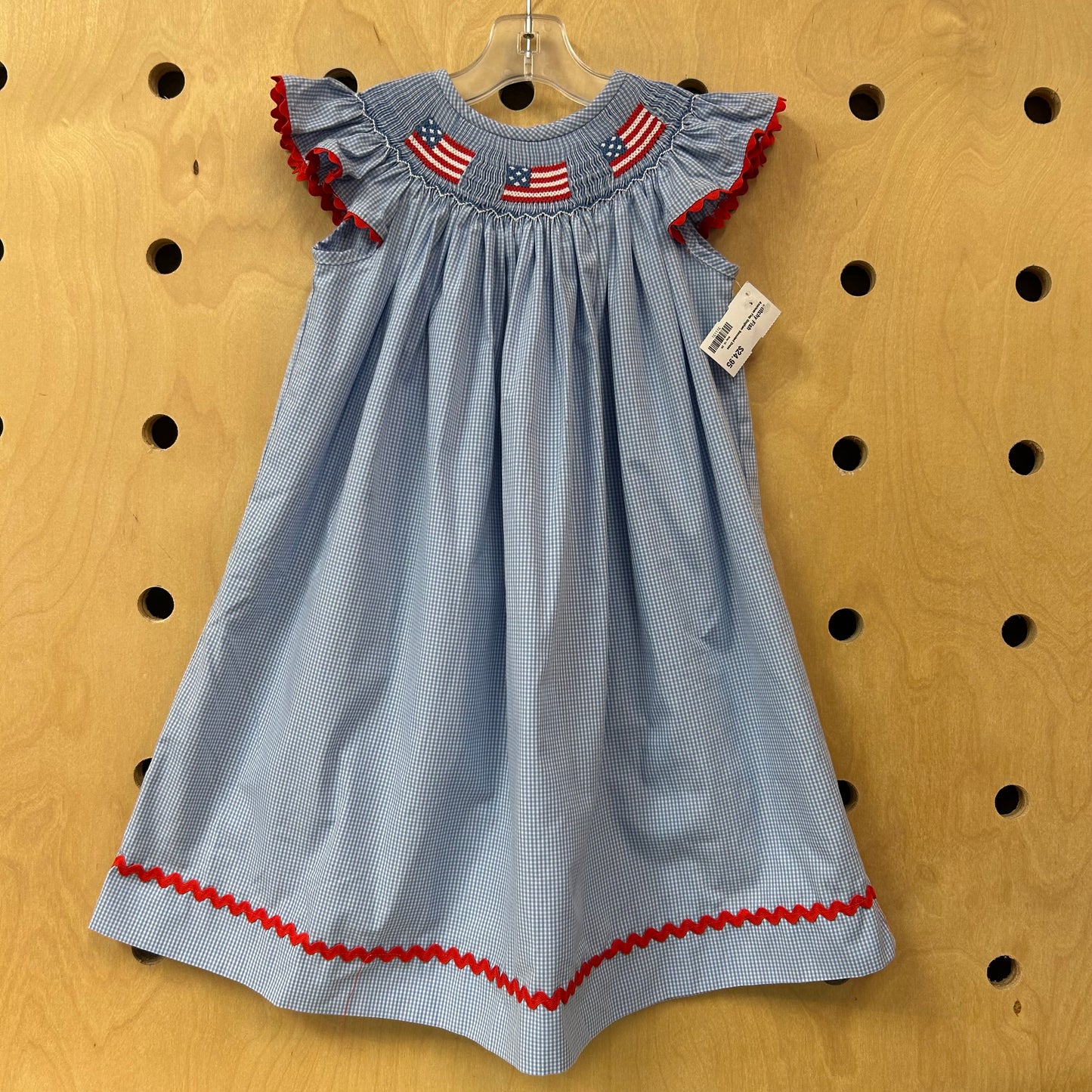 American Flag Gingham Smocked Dress