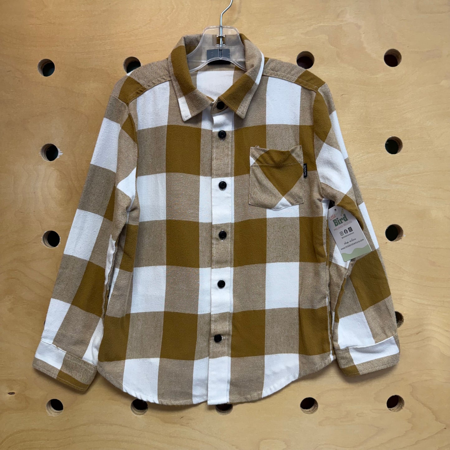 Brown/White Plaid Button Up