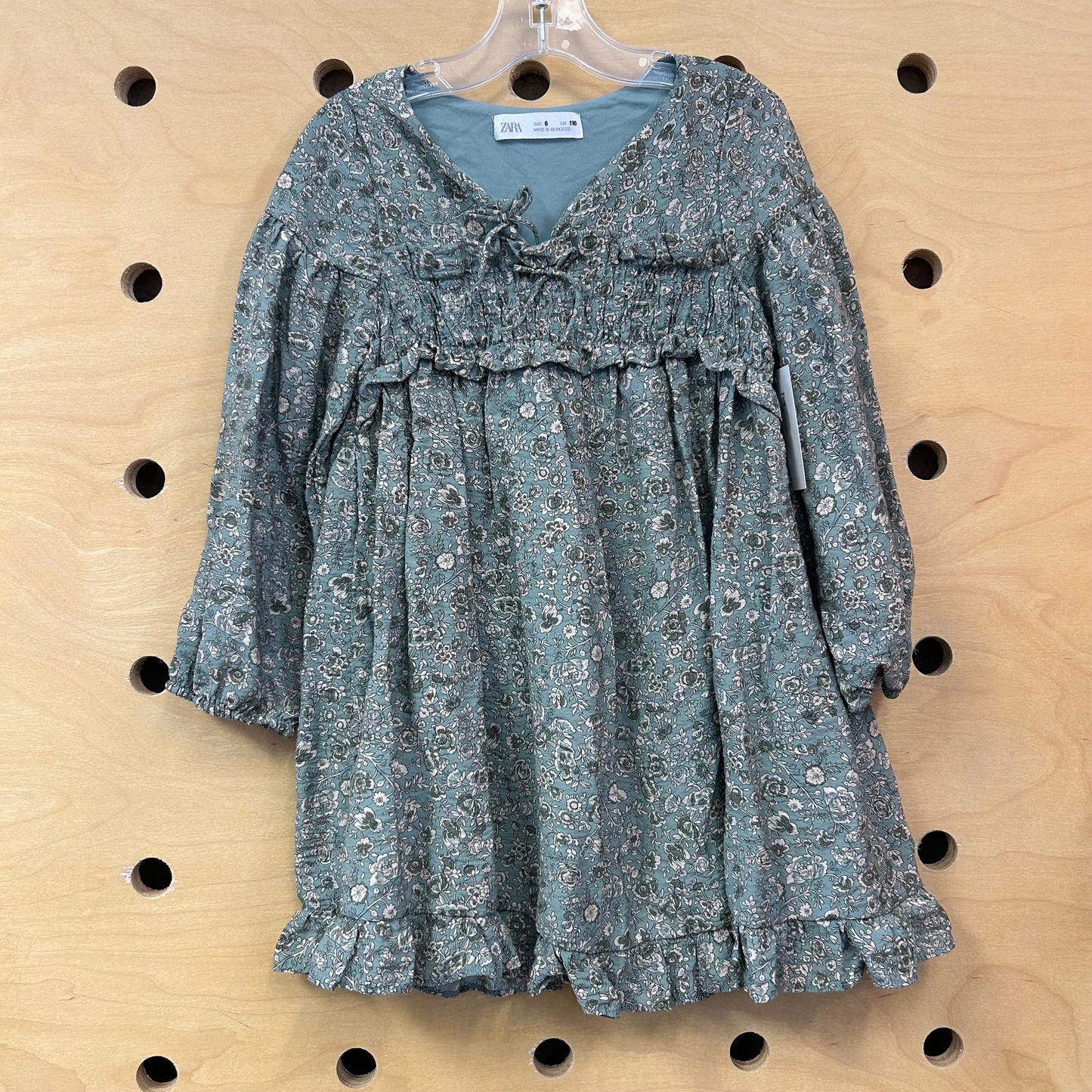 Teal Floral LS Dress