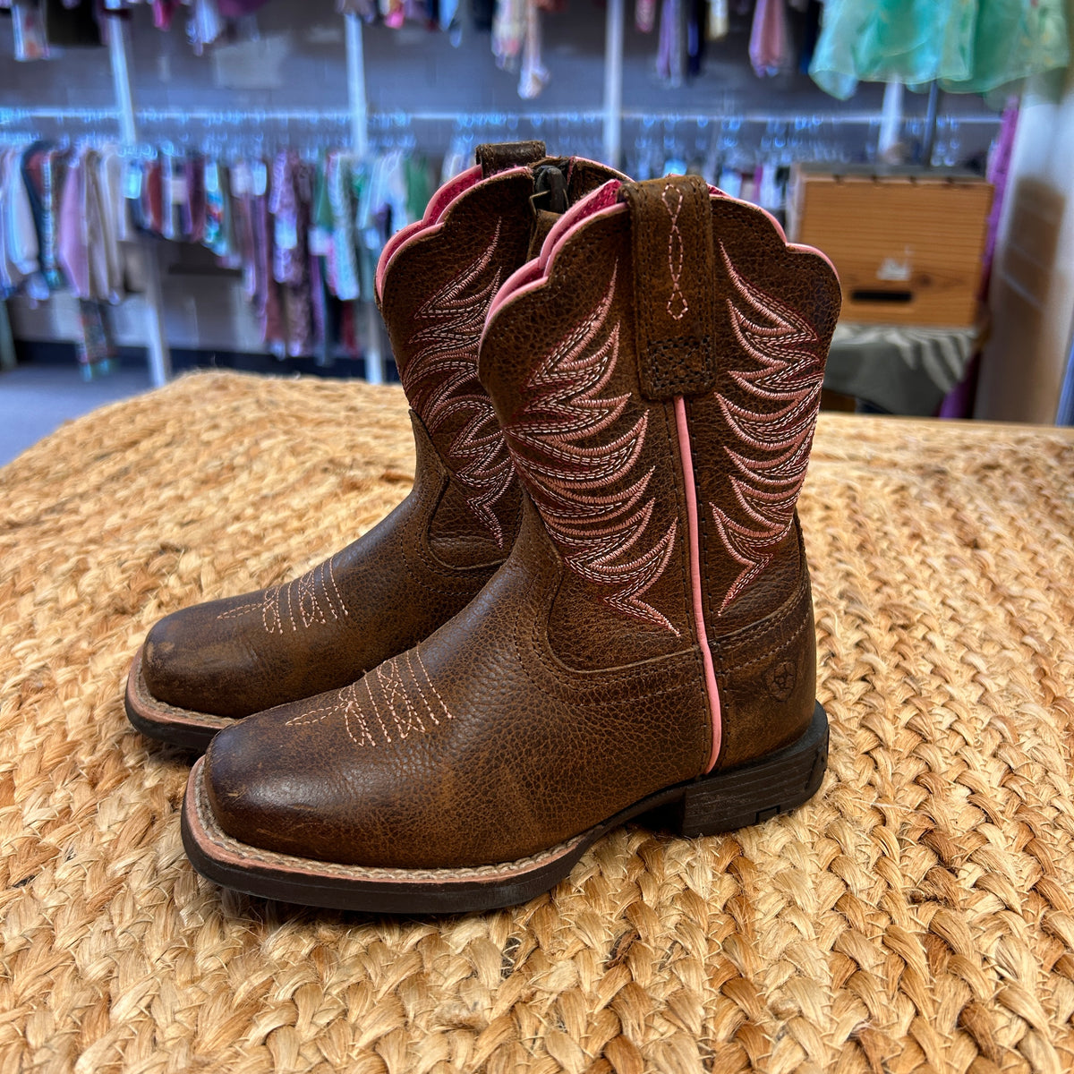Pink Embroided Western Boots