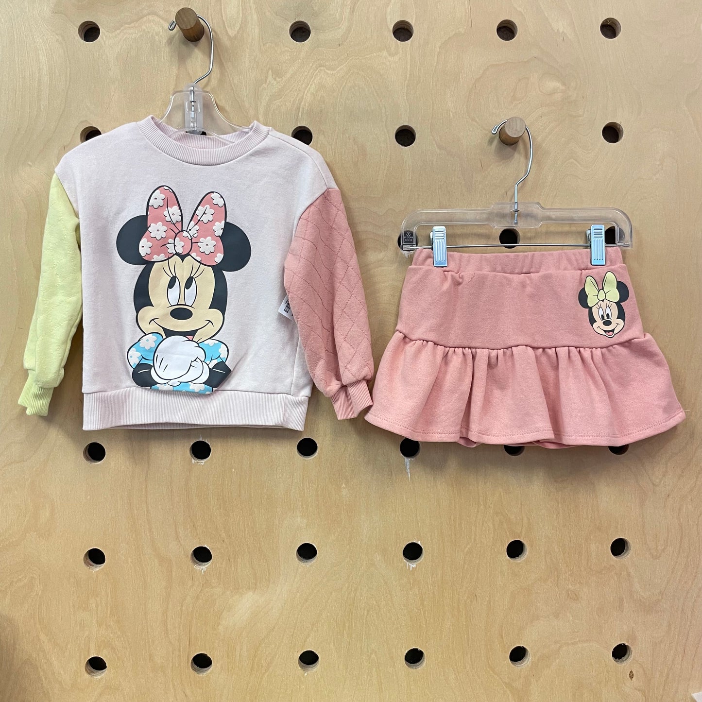Pink Minnie Sweatshirt & Skirt Outfit