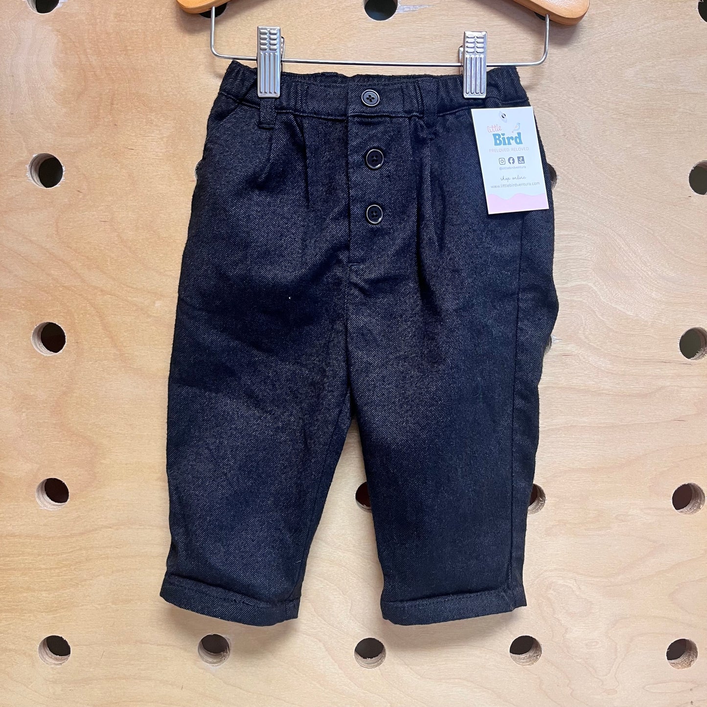 Black Button Pull On Pants