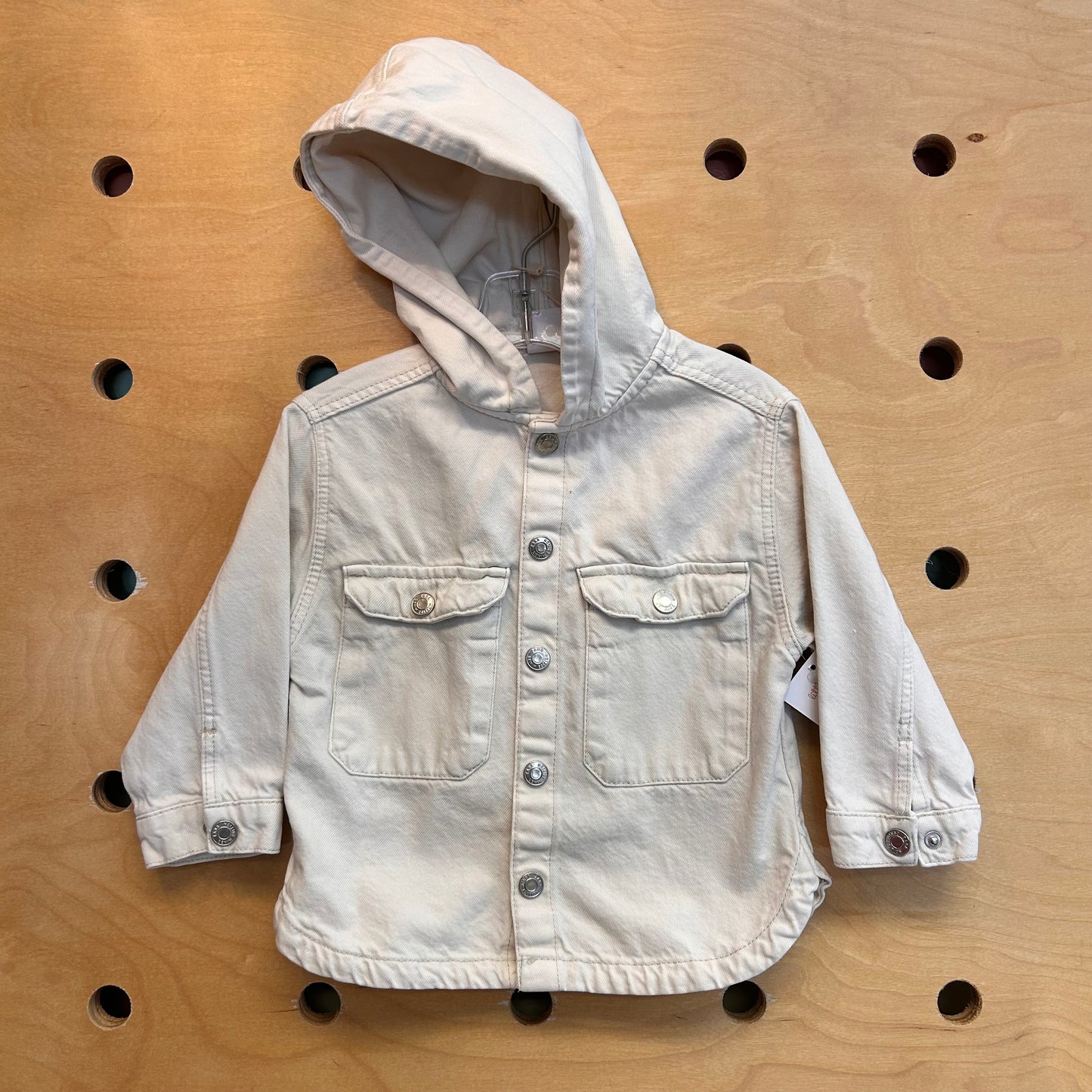 Ivory Hoodie Denim Snap Jacket
