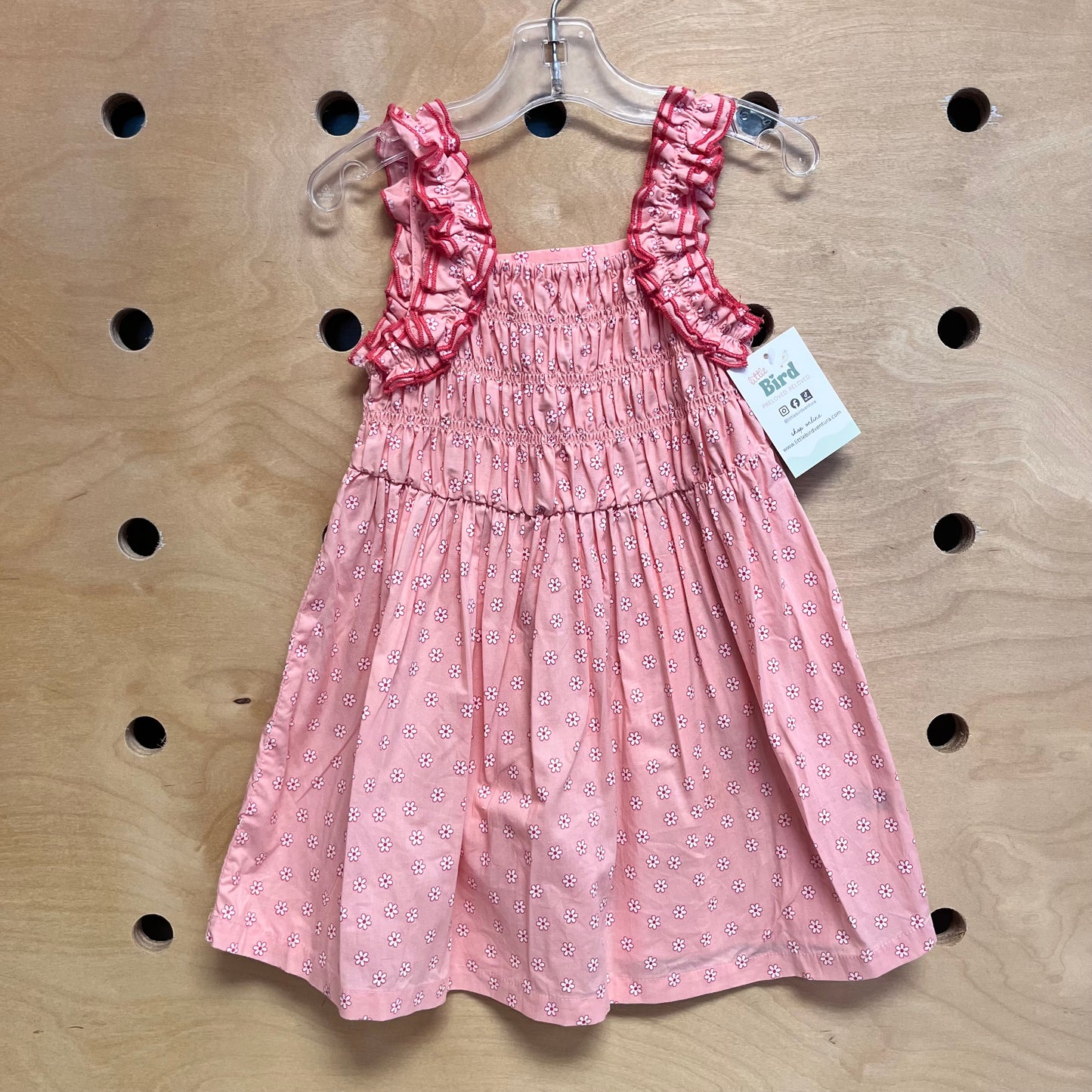 Peach Floral Ruffle Sleeve Dress