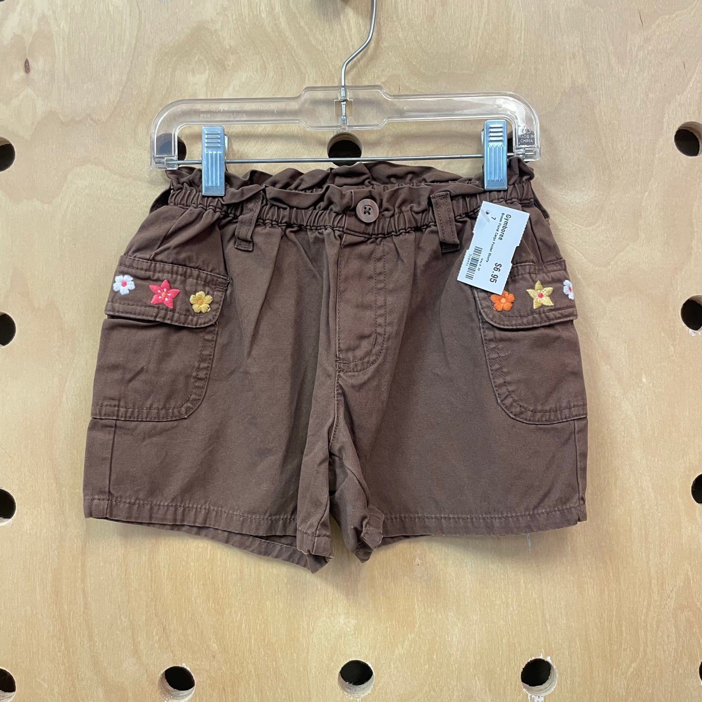 Brown Floral Cargo Pocket Shorts