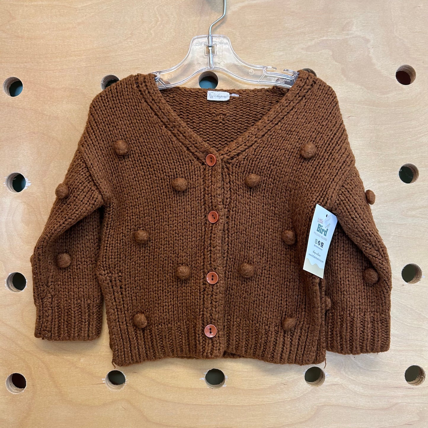 Brown Nobby Knit Button Sweater