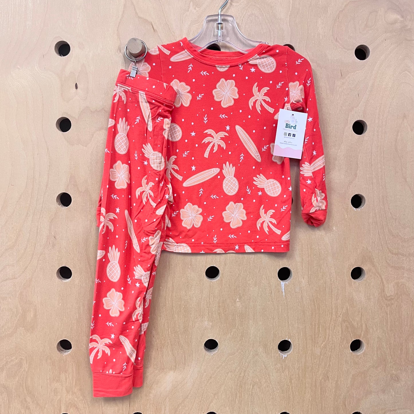 Bright Coral Tropical Bamboo Pajamas