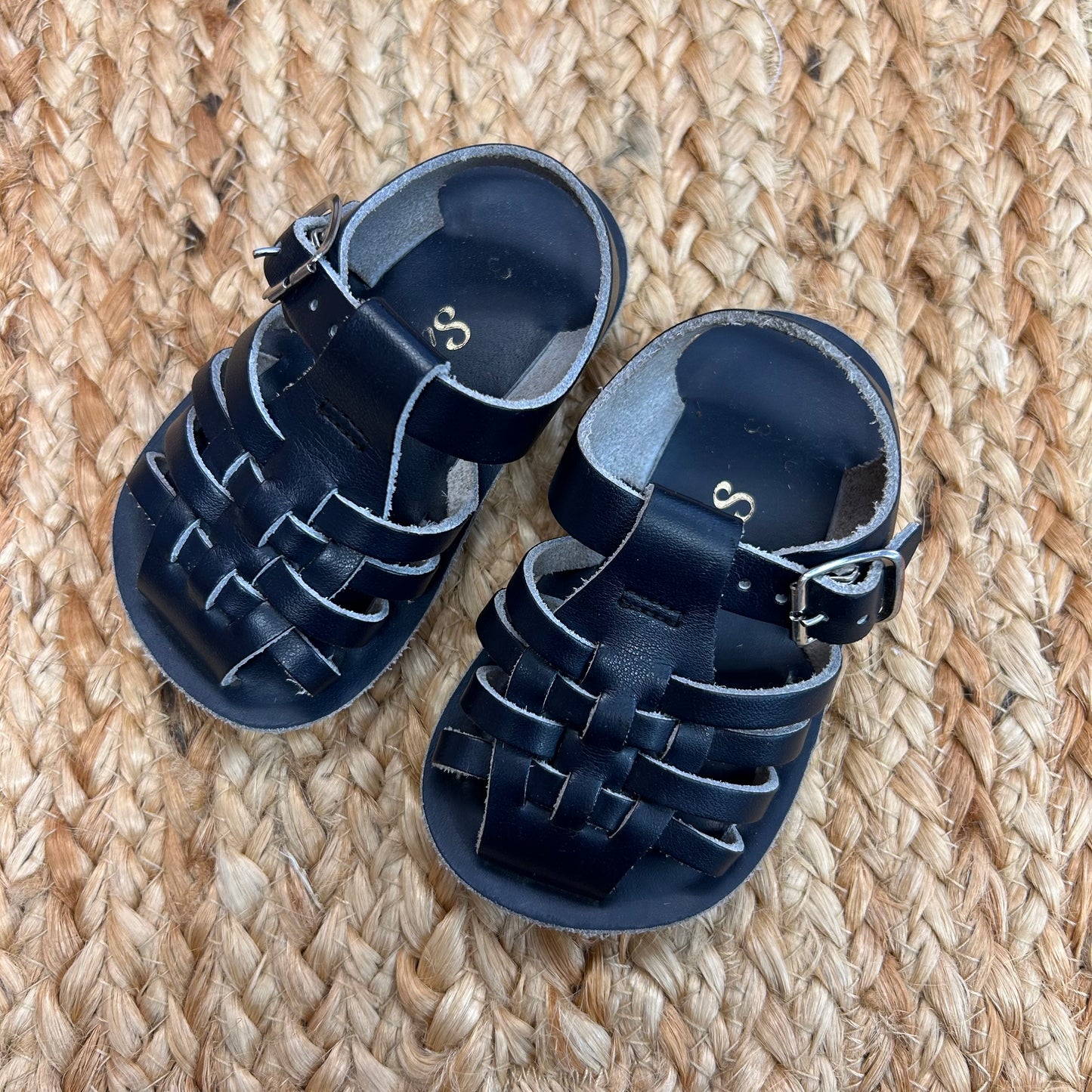 Navy Fisherman Leather Sandals