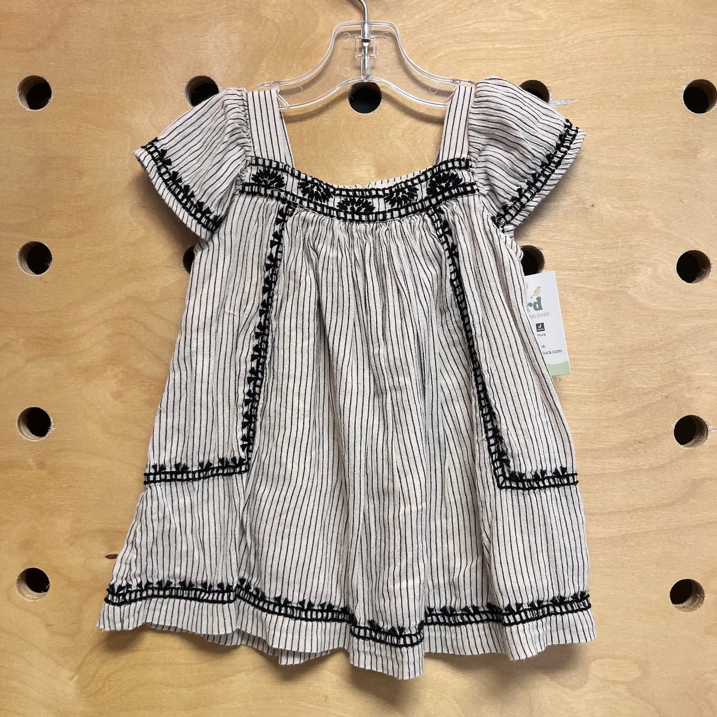Beige & Black Embroidered Dress