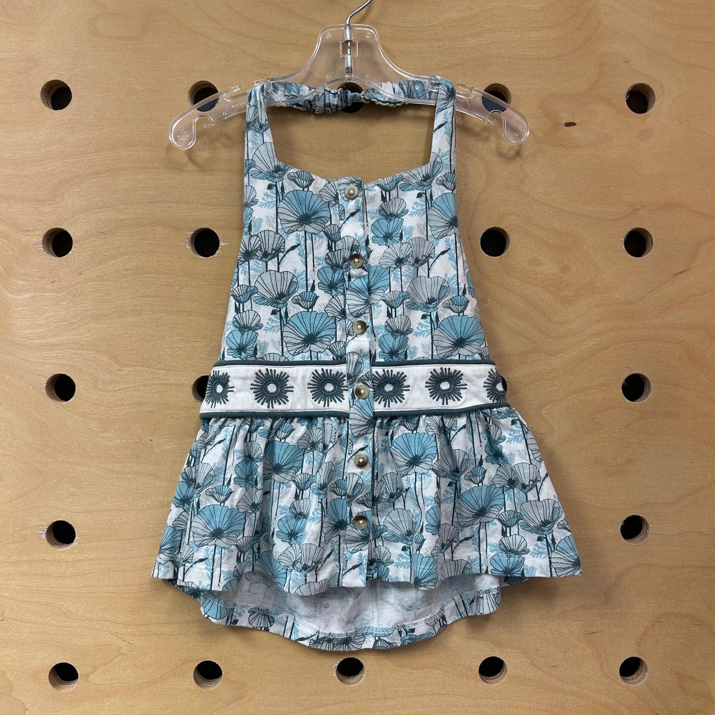 Organic Blue Floral Halter Tank