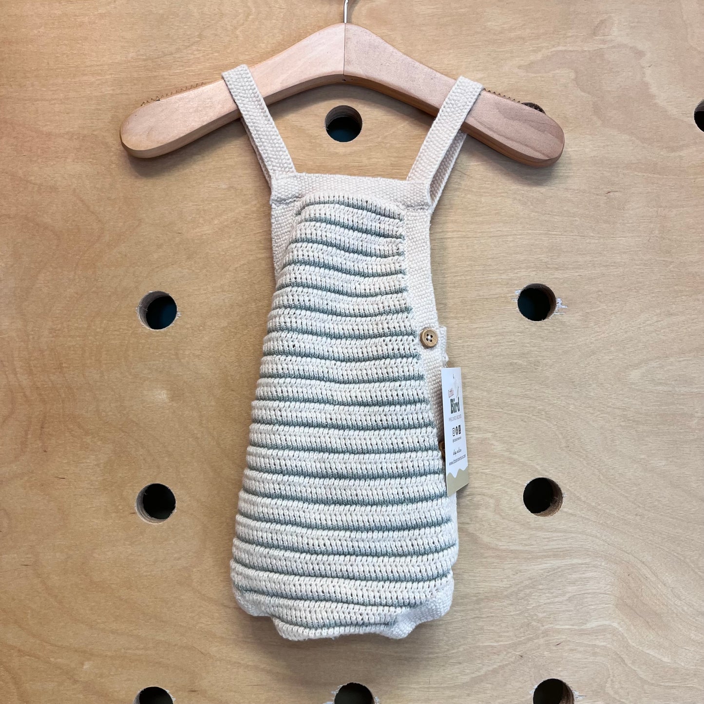 Tan/Green Knit Button Romper