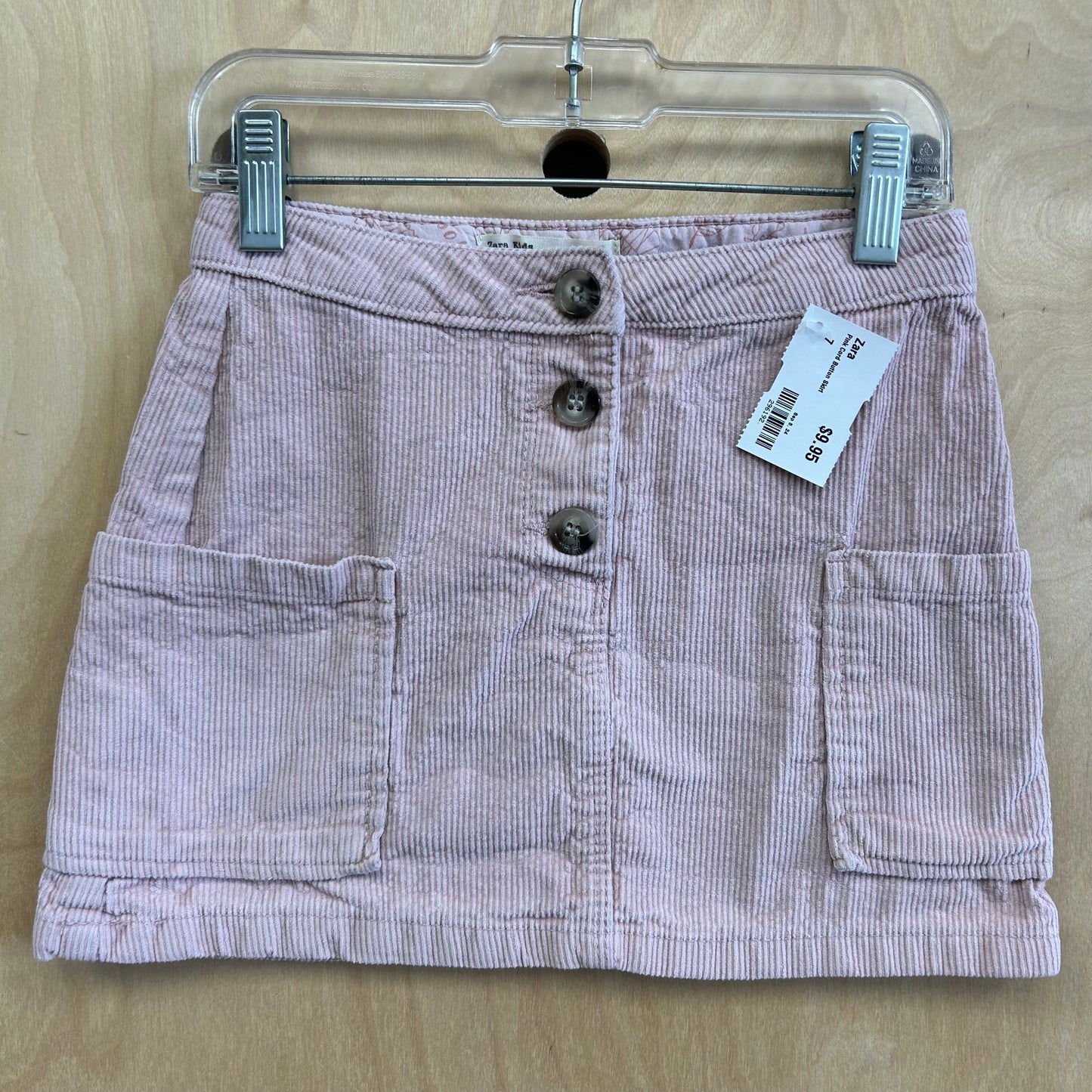 Pink Cord Button Skirt