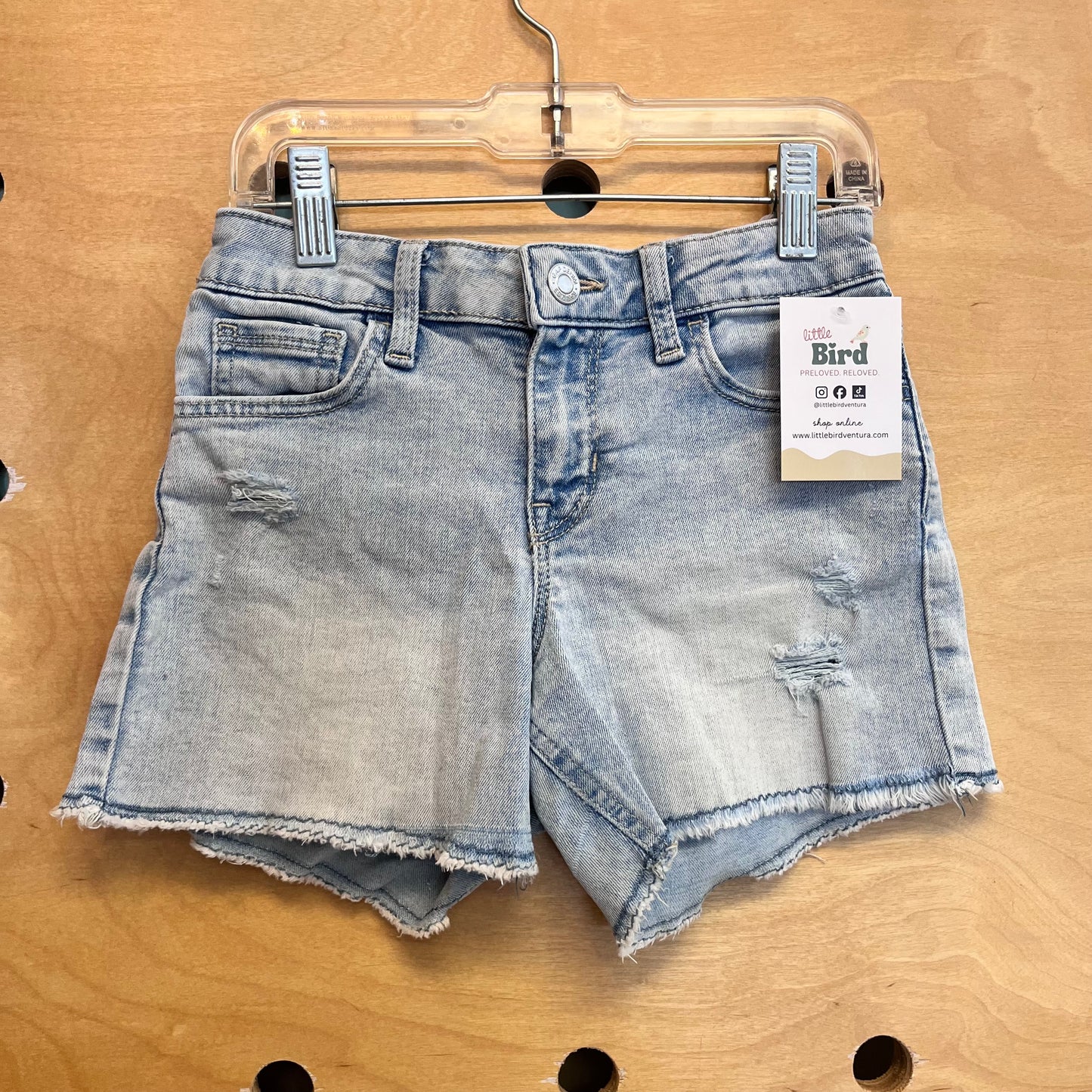 Lightwash Distressed Stretch Midi Shorts