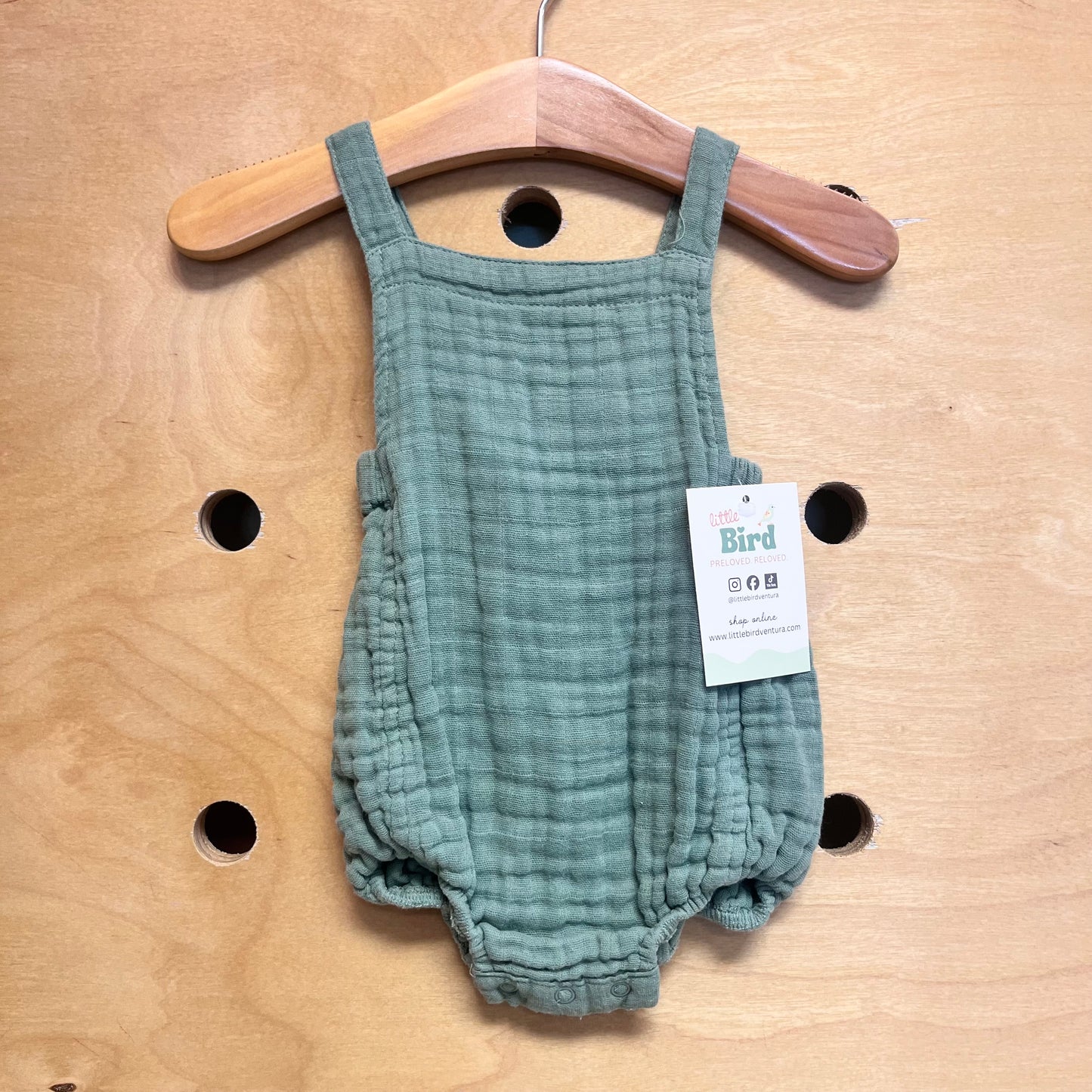 Organic Green Gauze Romper