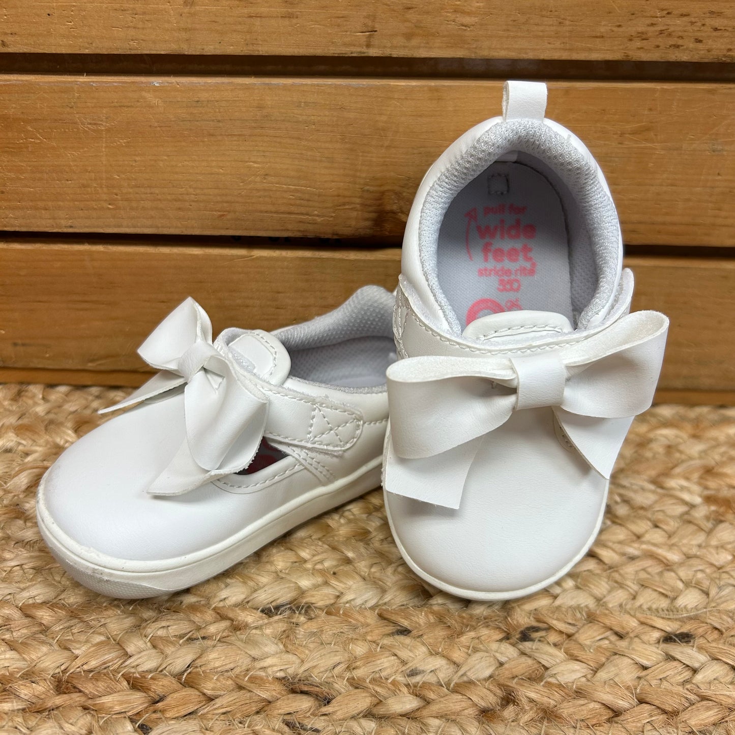 White Velcro Bow Sneakers