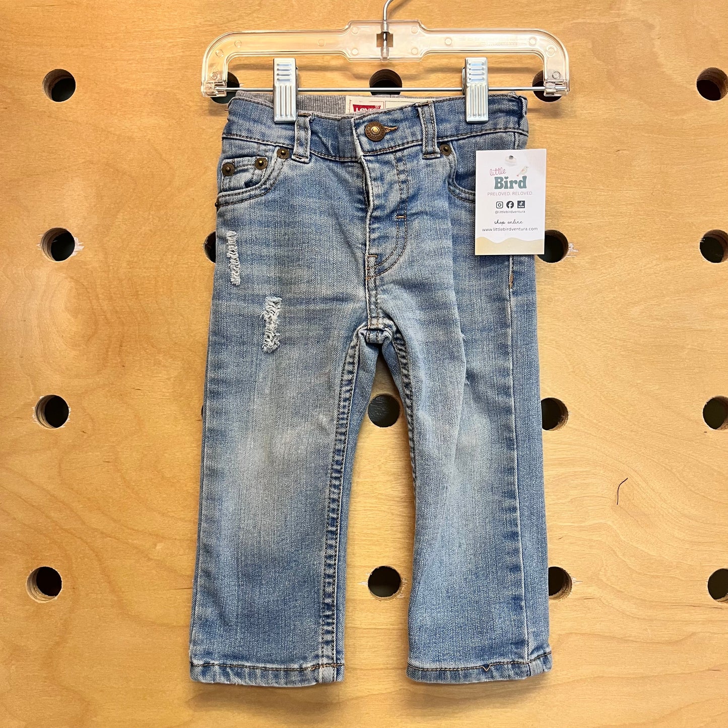 Distressed Light Wash Straight Denim