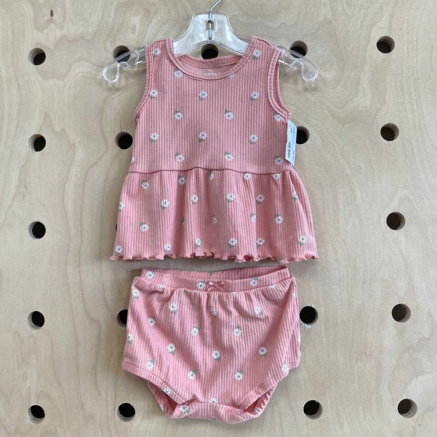 Peach Ribbed Floral Outfit