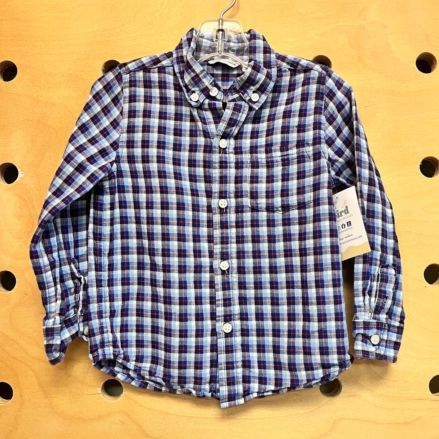 Black/Blue Plaid Button Up LS