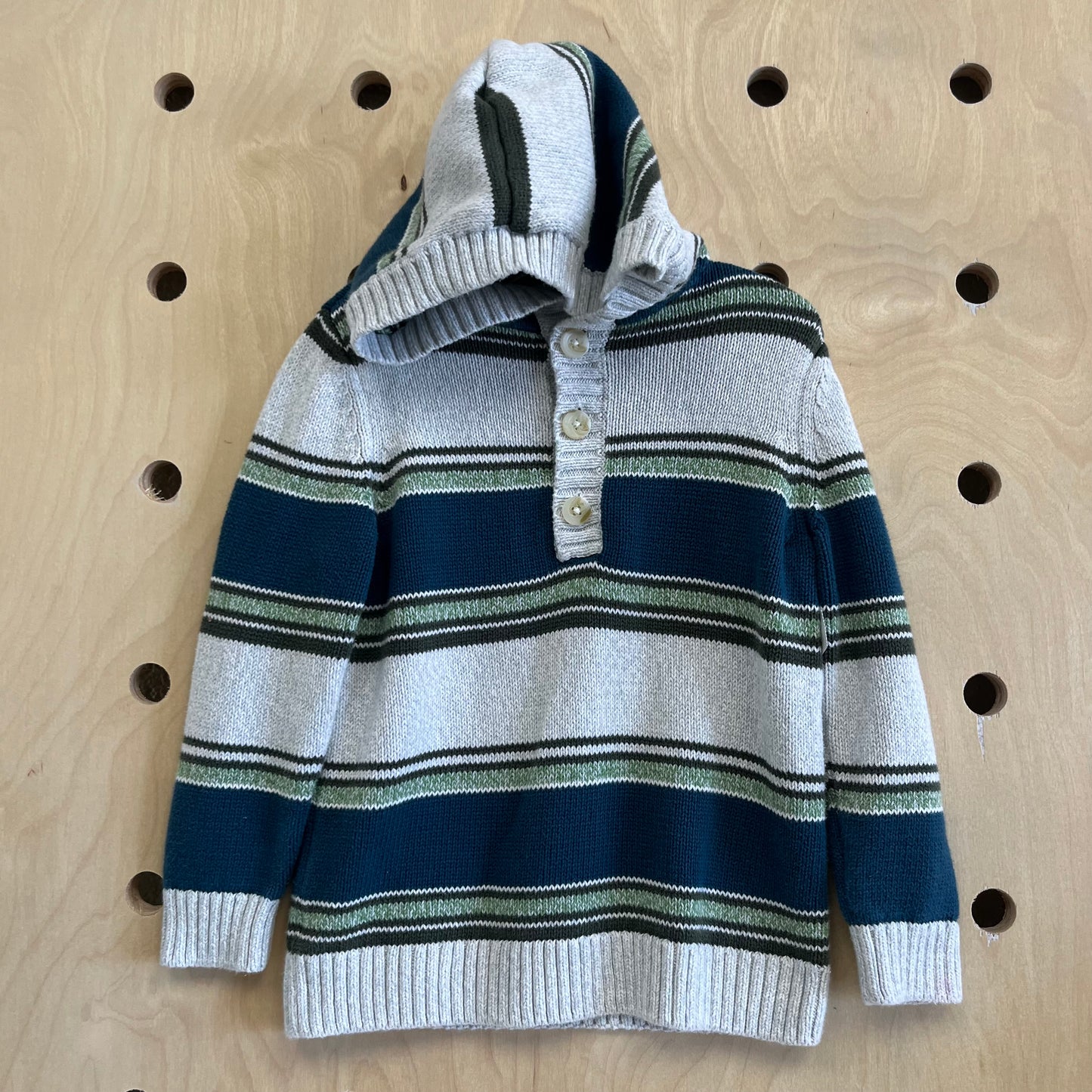 Teal Green & Grey Striped Sweater