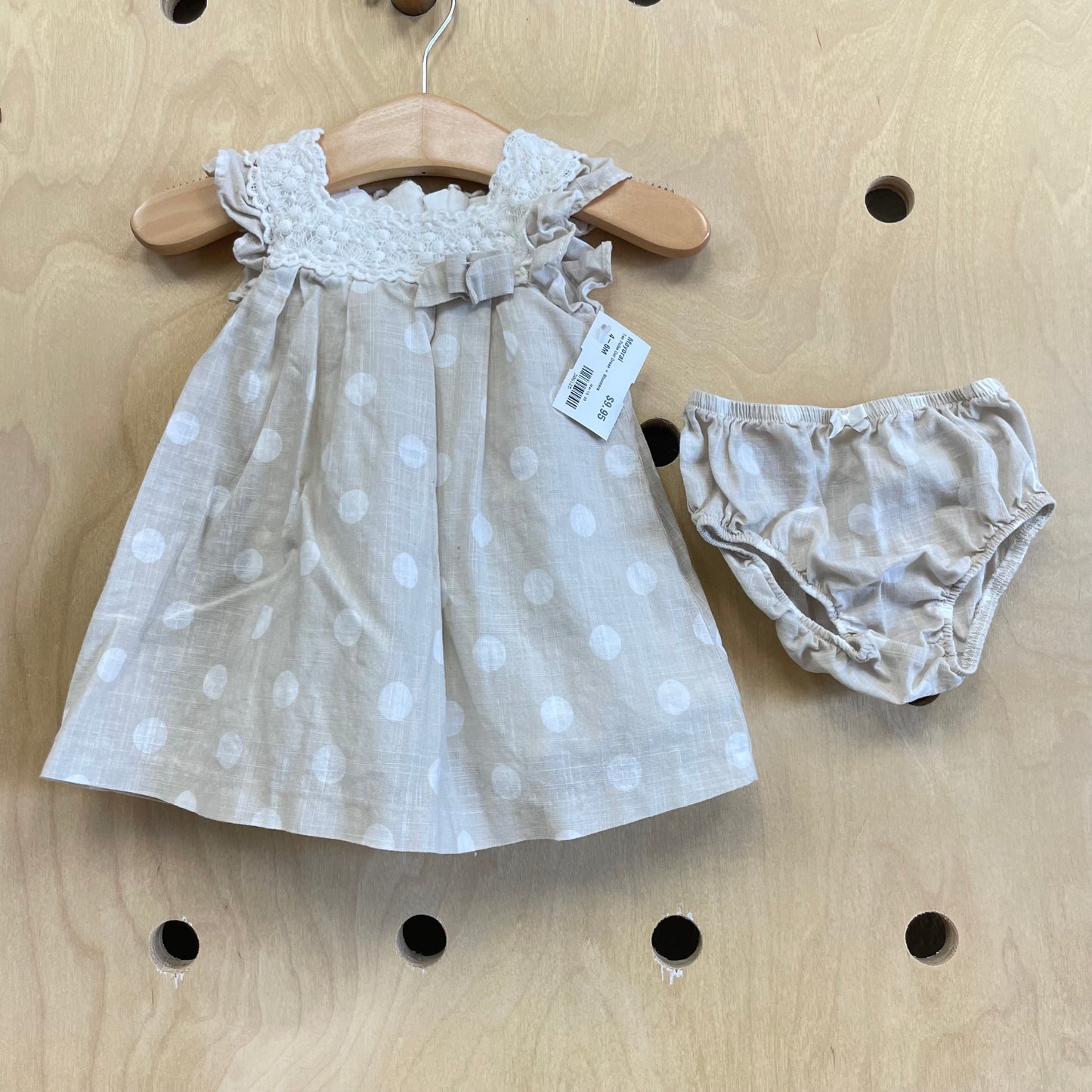 Tan Polka Dot Dress + Bloomers