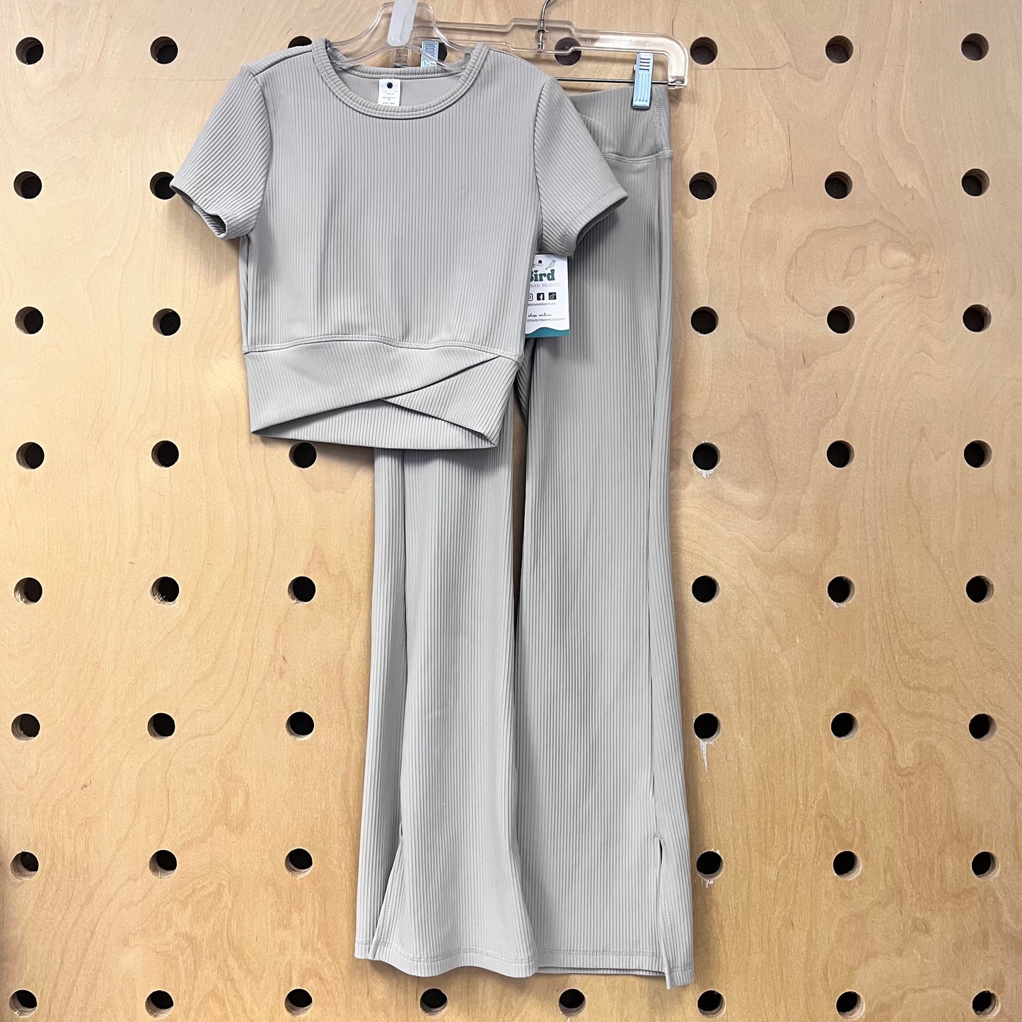 Taupe Ribbed Athletic Lounge Set