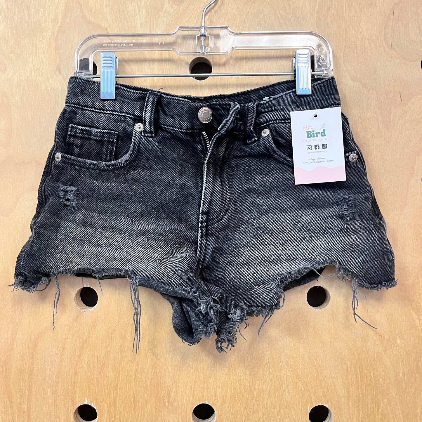 Black Raw Hem Denim Shorts