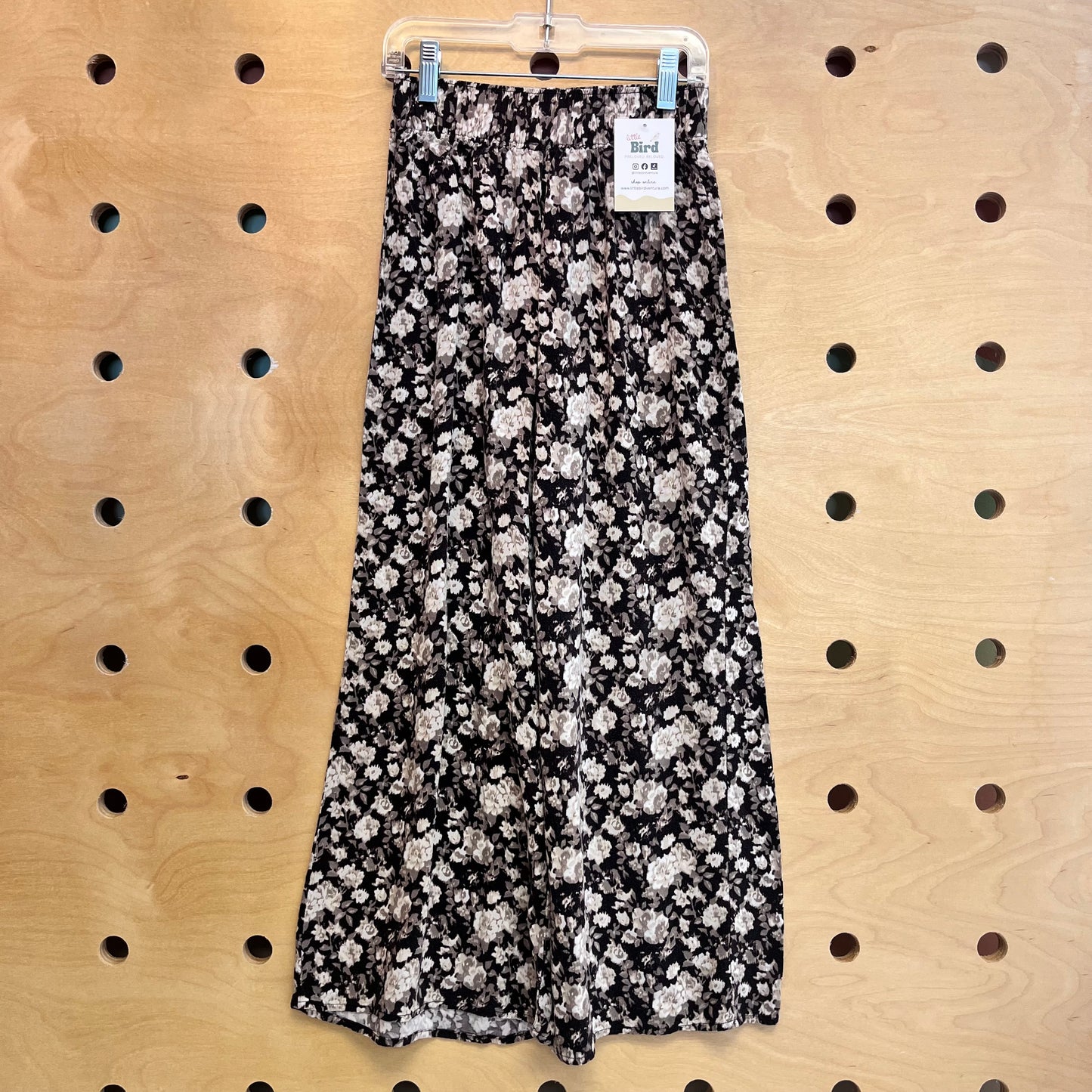 Black Floral Wide Leg Pants
