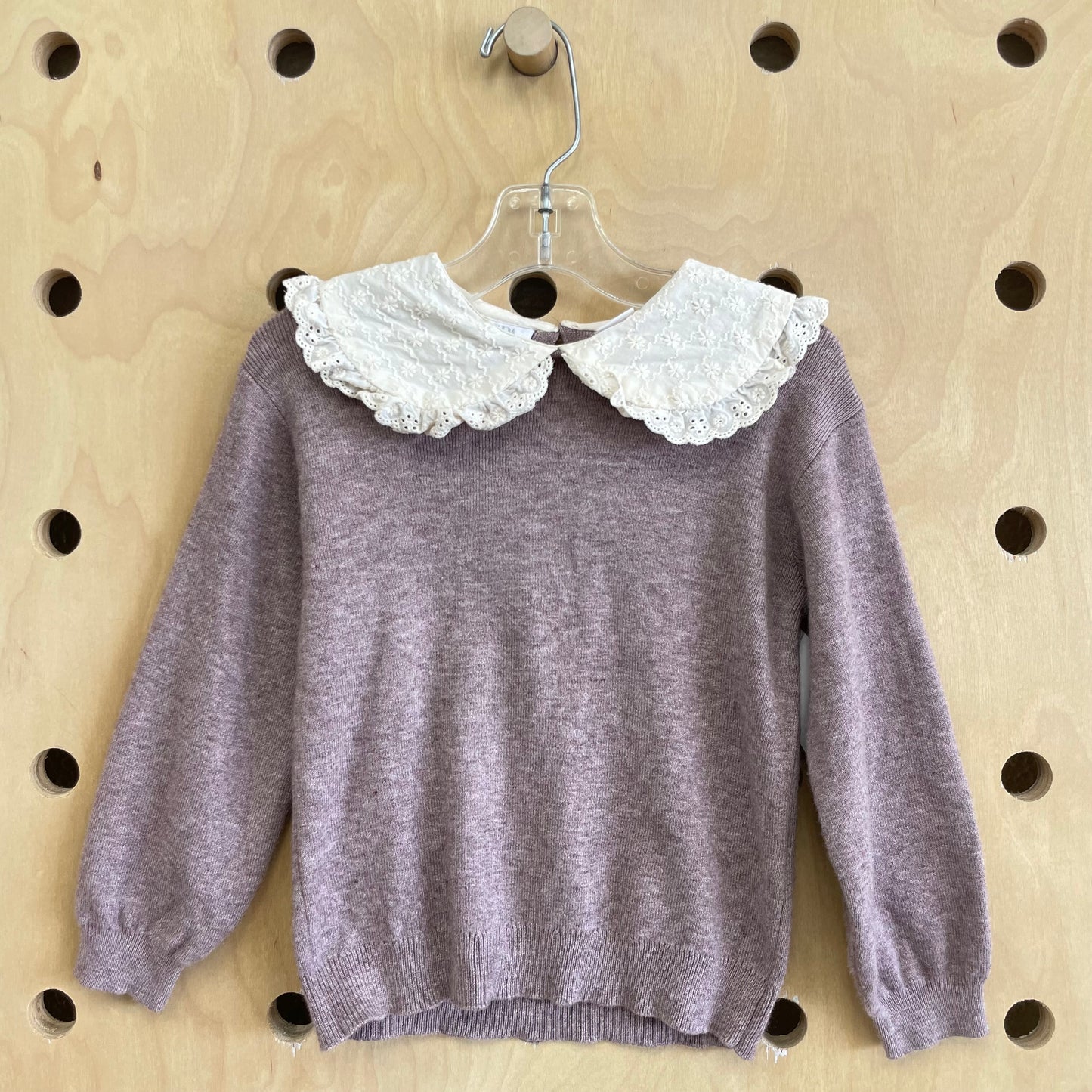 Purple Eyelet Collar Knit Top