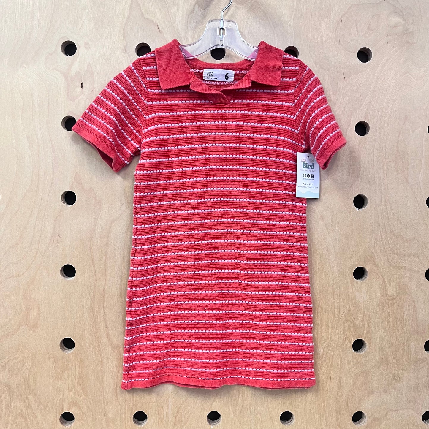 Orange/Pink Ribbed Knit Dress