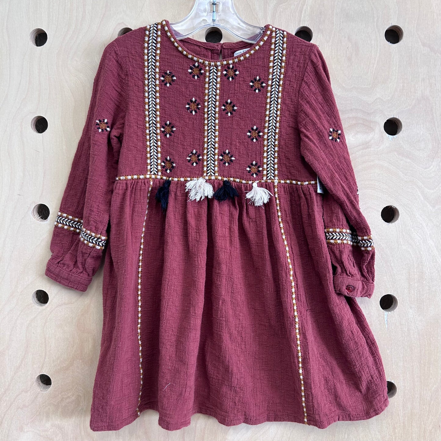 Rust Floral & Tassel Dress