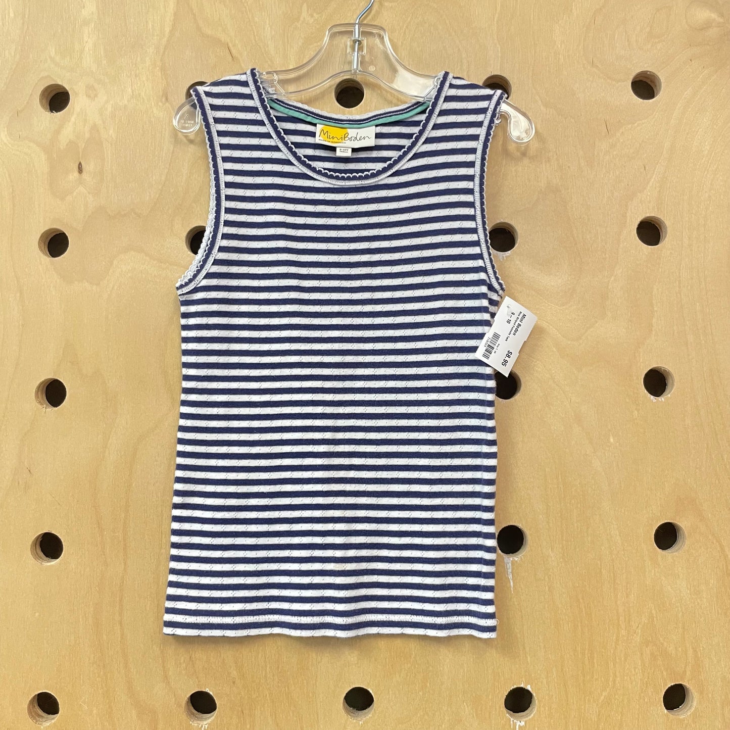 Blue Striped Pointelle Tank