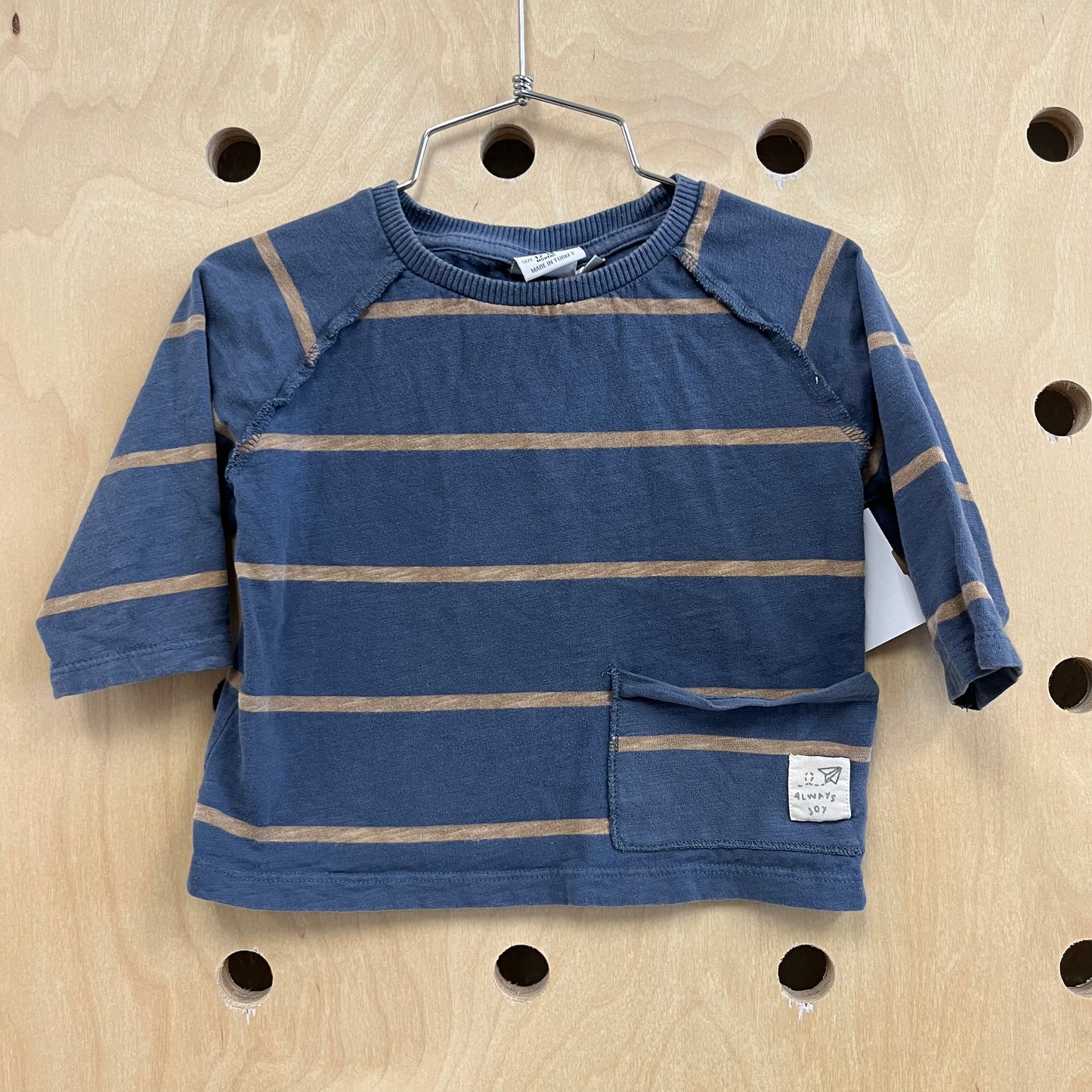 Blue+Tan Striped LS Tee