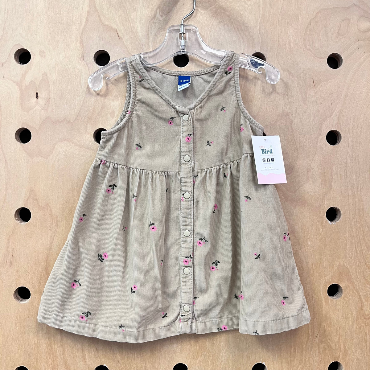 Tan Floral Cord Snap Dress