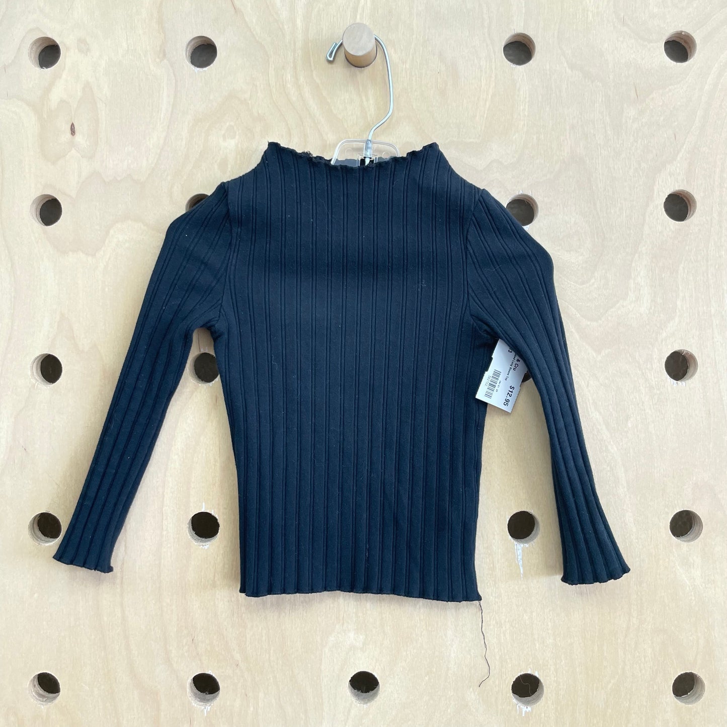 Black Ribbed Long Sleeve Top
