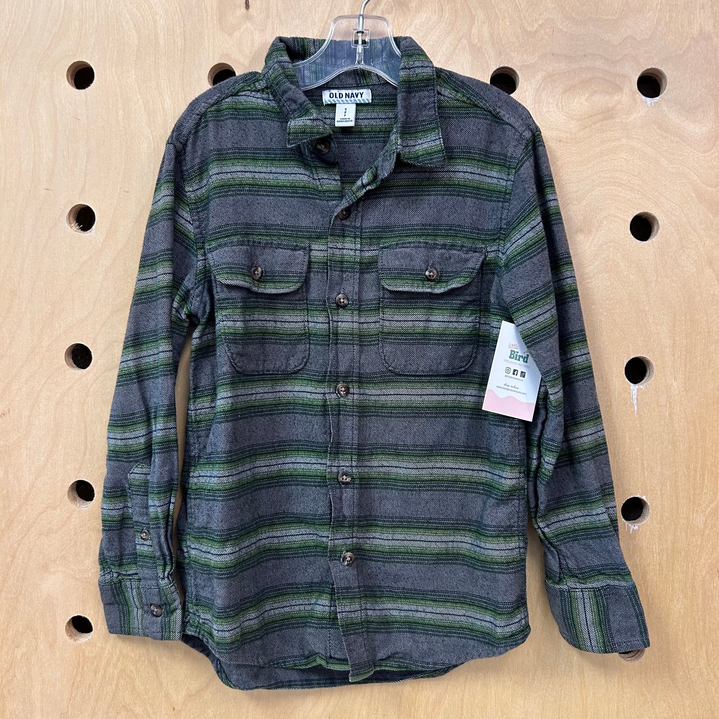 Grey & Green Striped Flannel