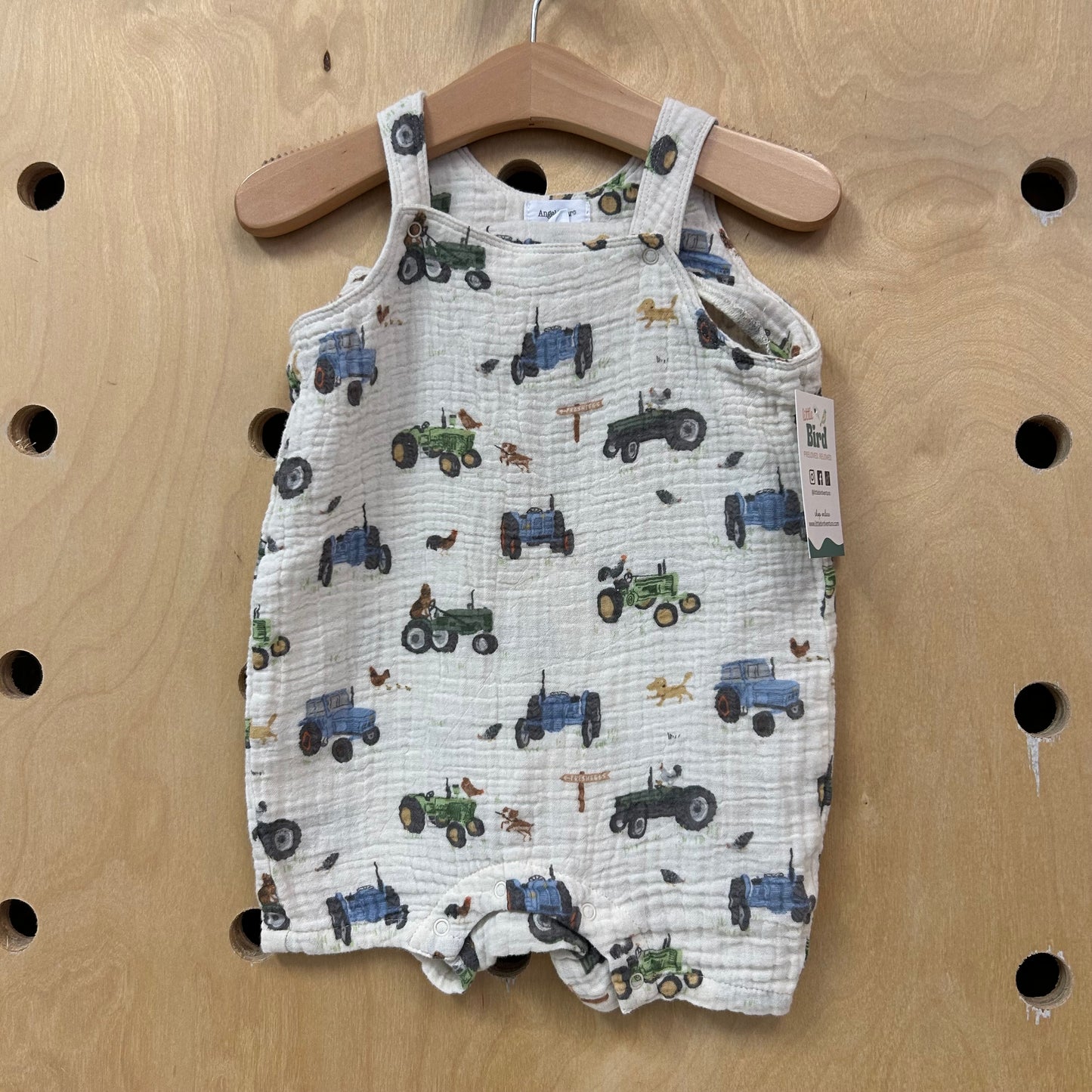 Cream Gauze Tractors Romper
