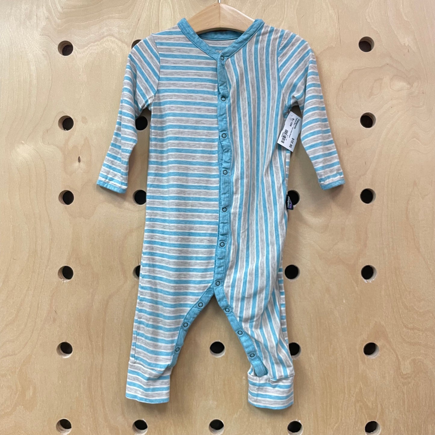 Organic Blue + Grey Snap Romper