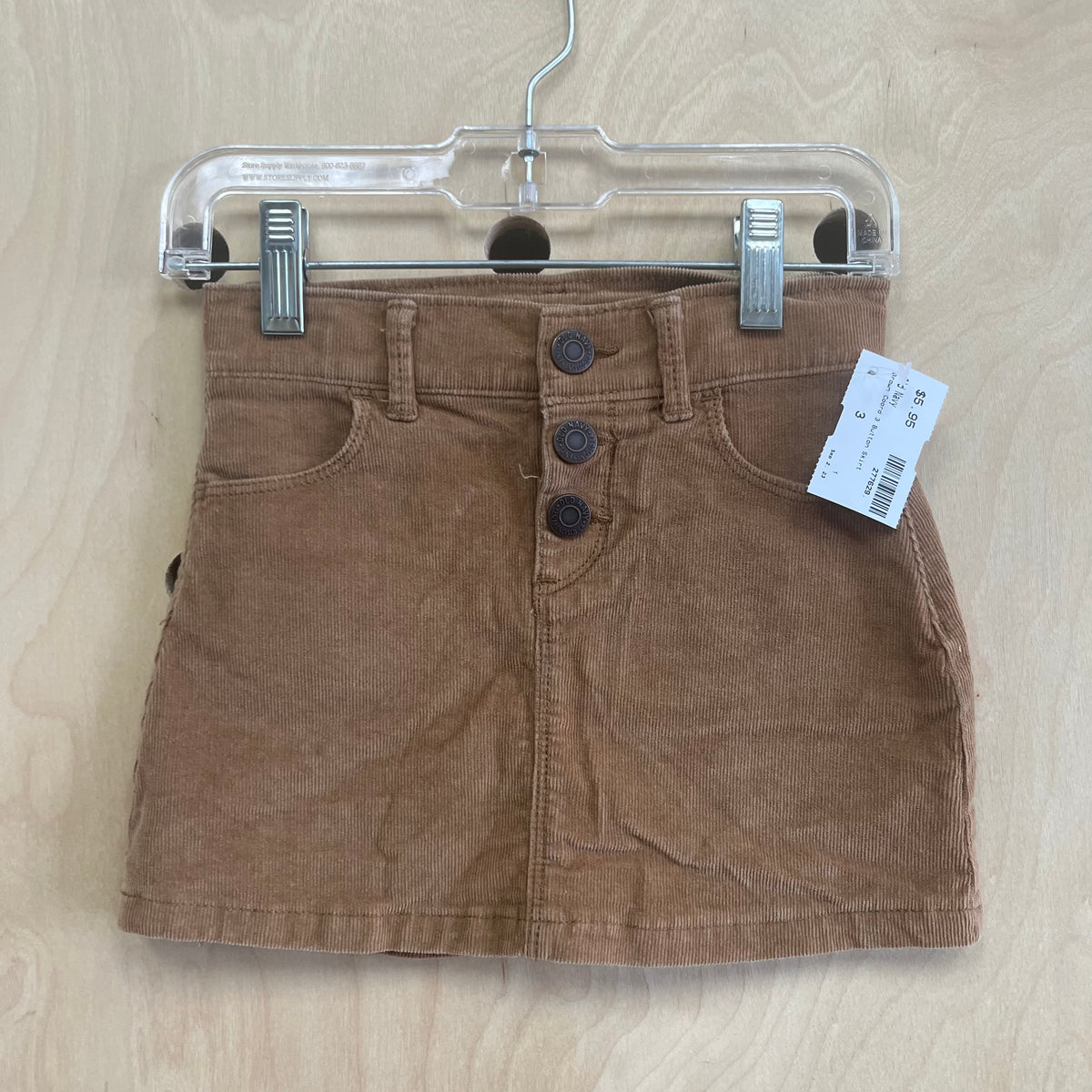 Brown Cord 3 Button Skirt