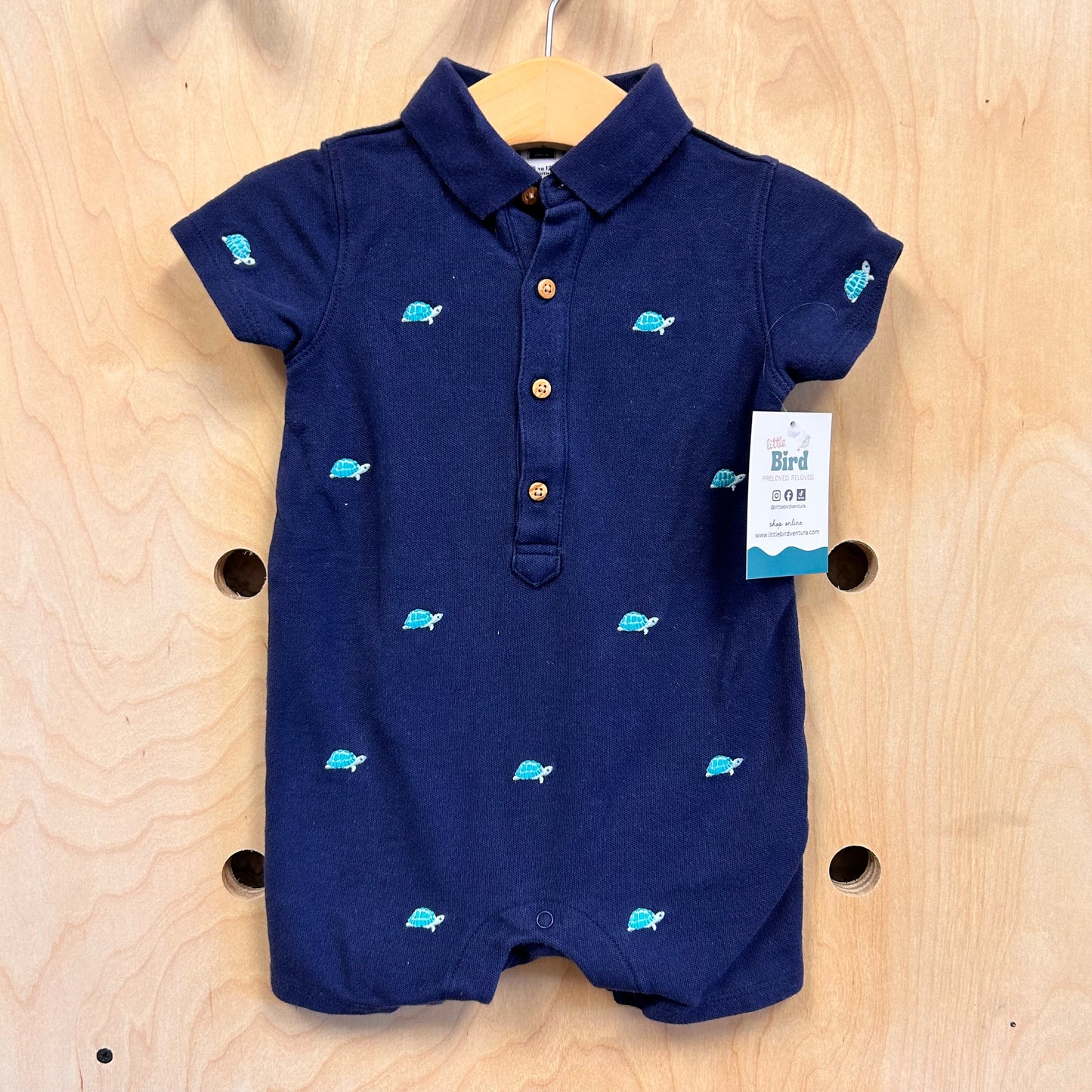 Blue Turtle Polo Romper