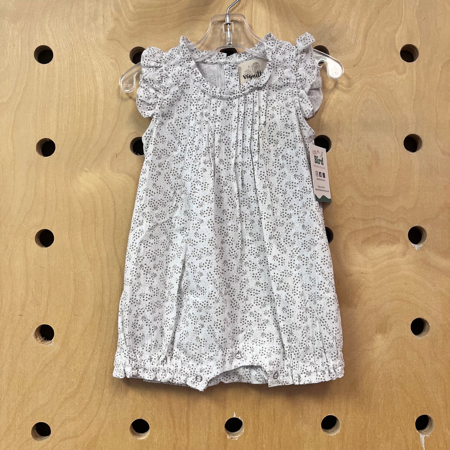 White + Olive Floral Romper NEW!