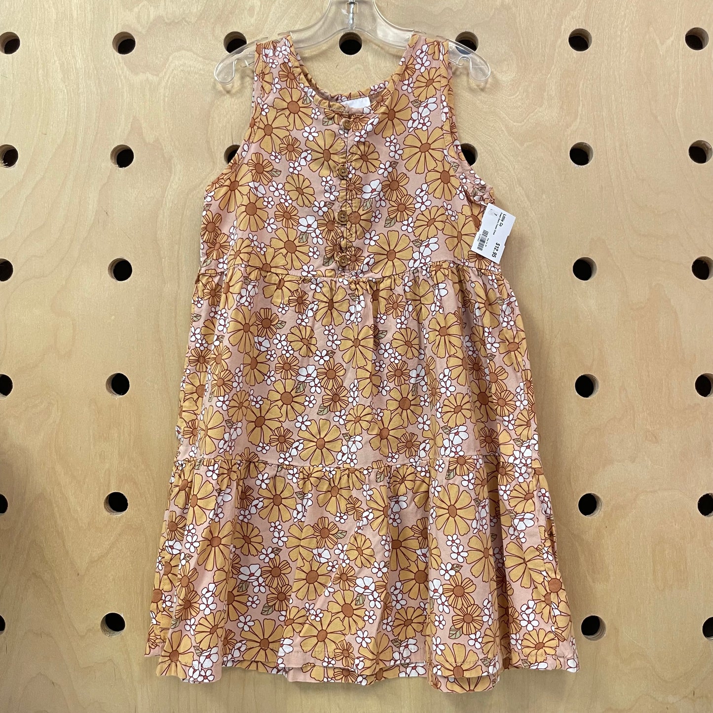 Peach Retro Flower Dress