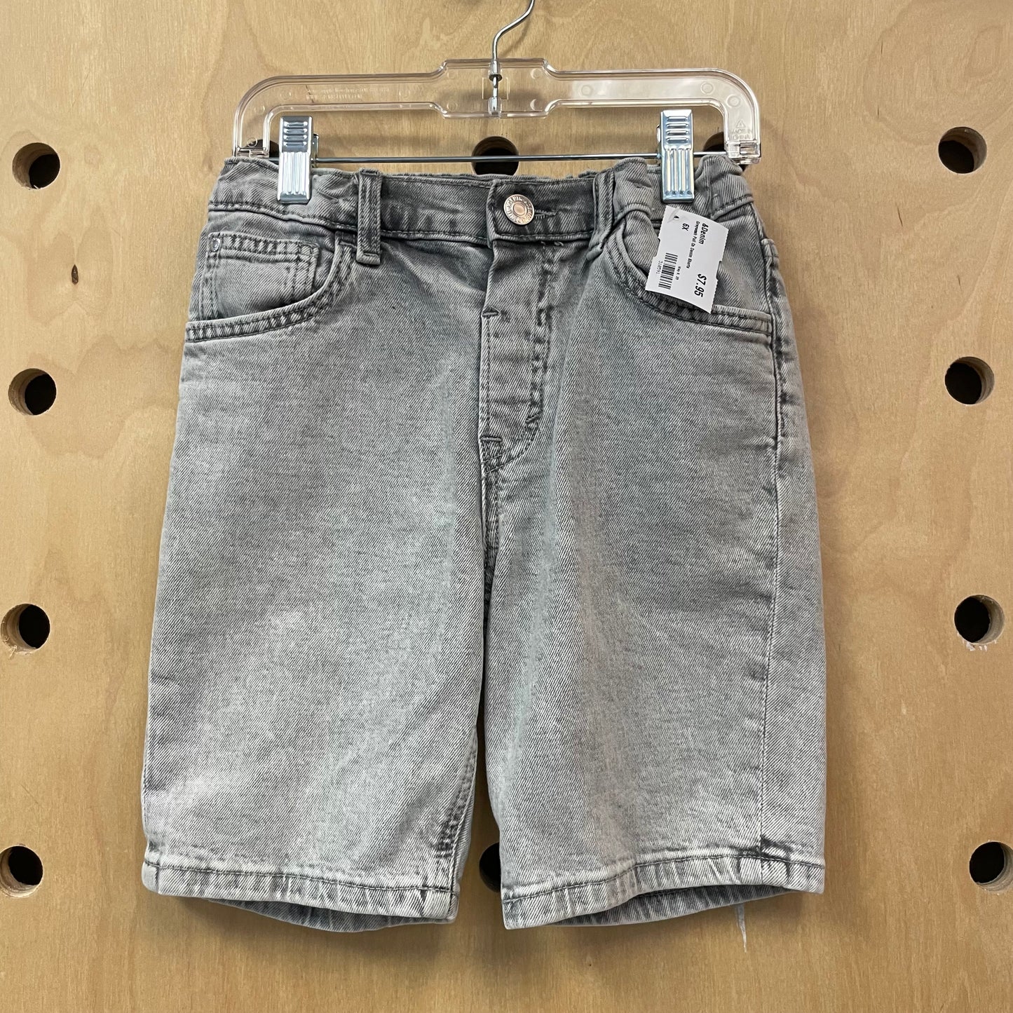 Greywash Pull On Denim Shorts